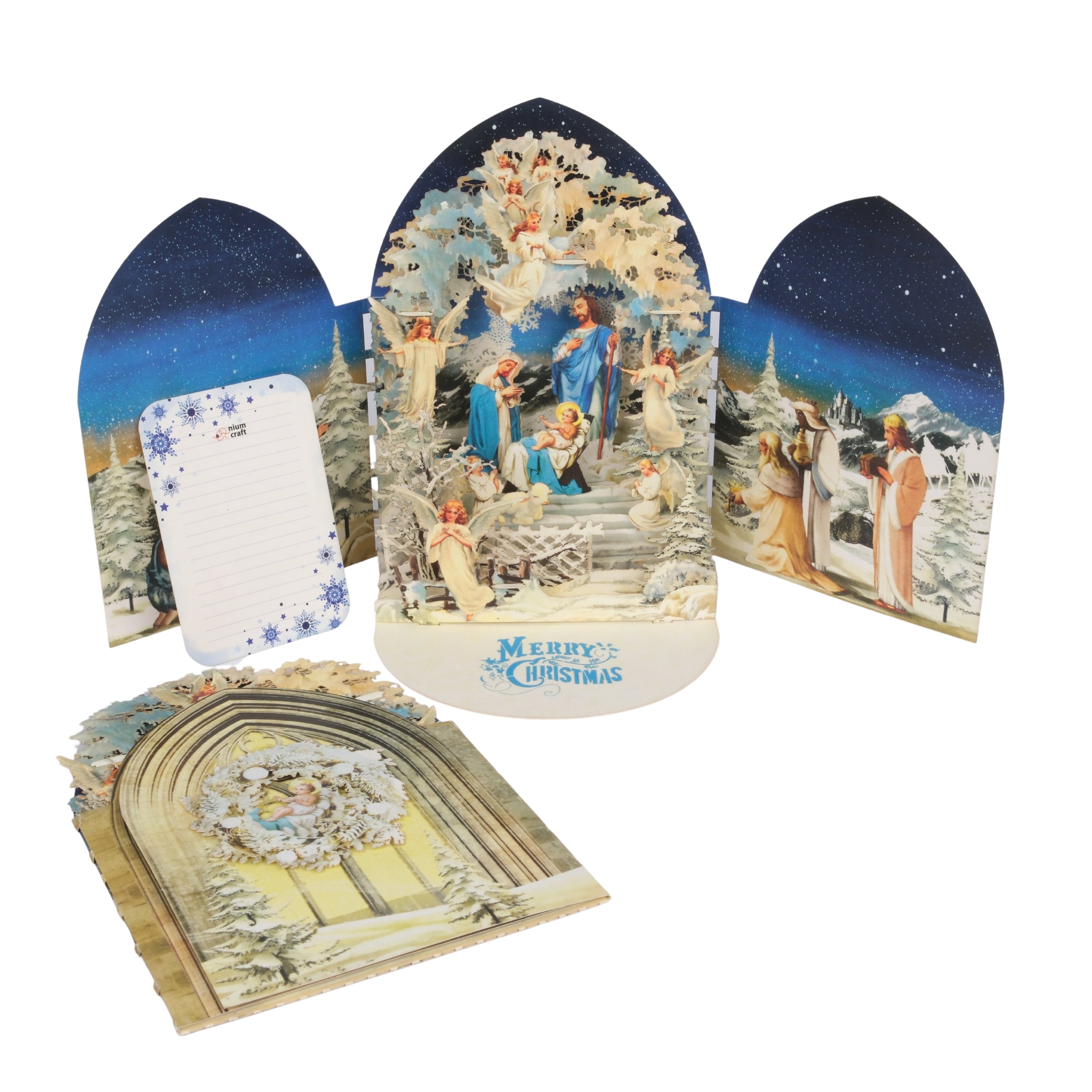 Pop Up Greeting Card Merry Christmas Amazing Tri Fold 3D Religious Christmas Nativity Scene Christmas Decoration Gift Jesus Christ Birth