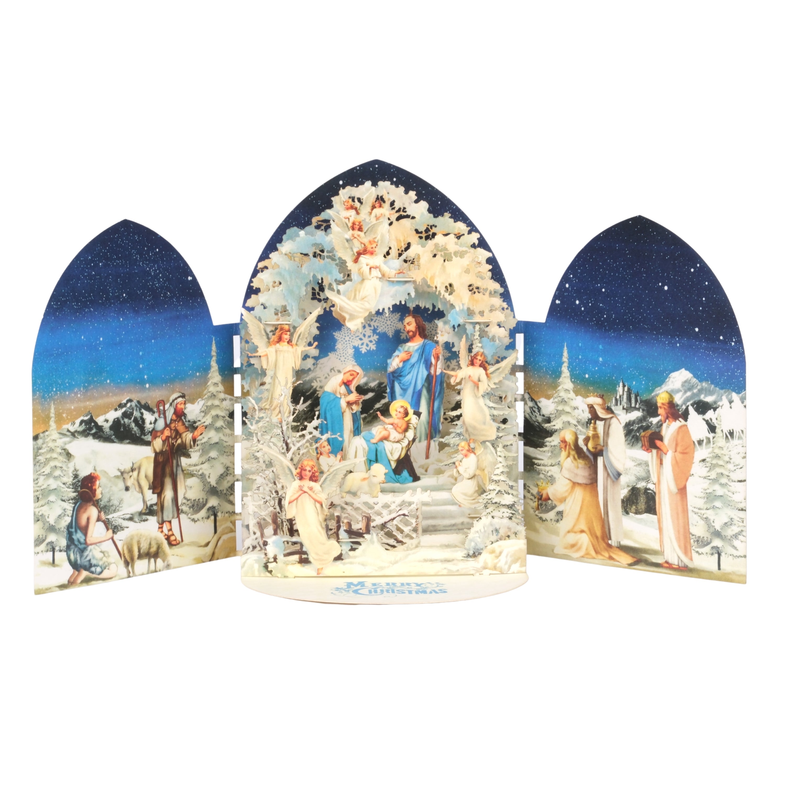 Pop Up Greeting Card Merry Christmas Amazing Tri Fold 3D Religious Christmas Nativity Scene Christmas Decoration Gift Jesus Christ Birth