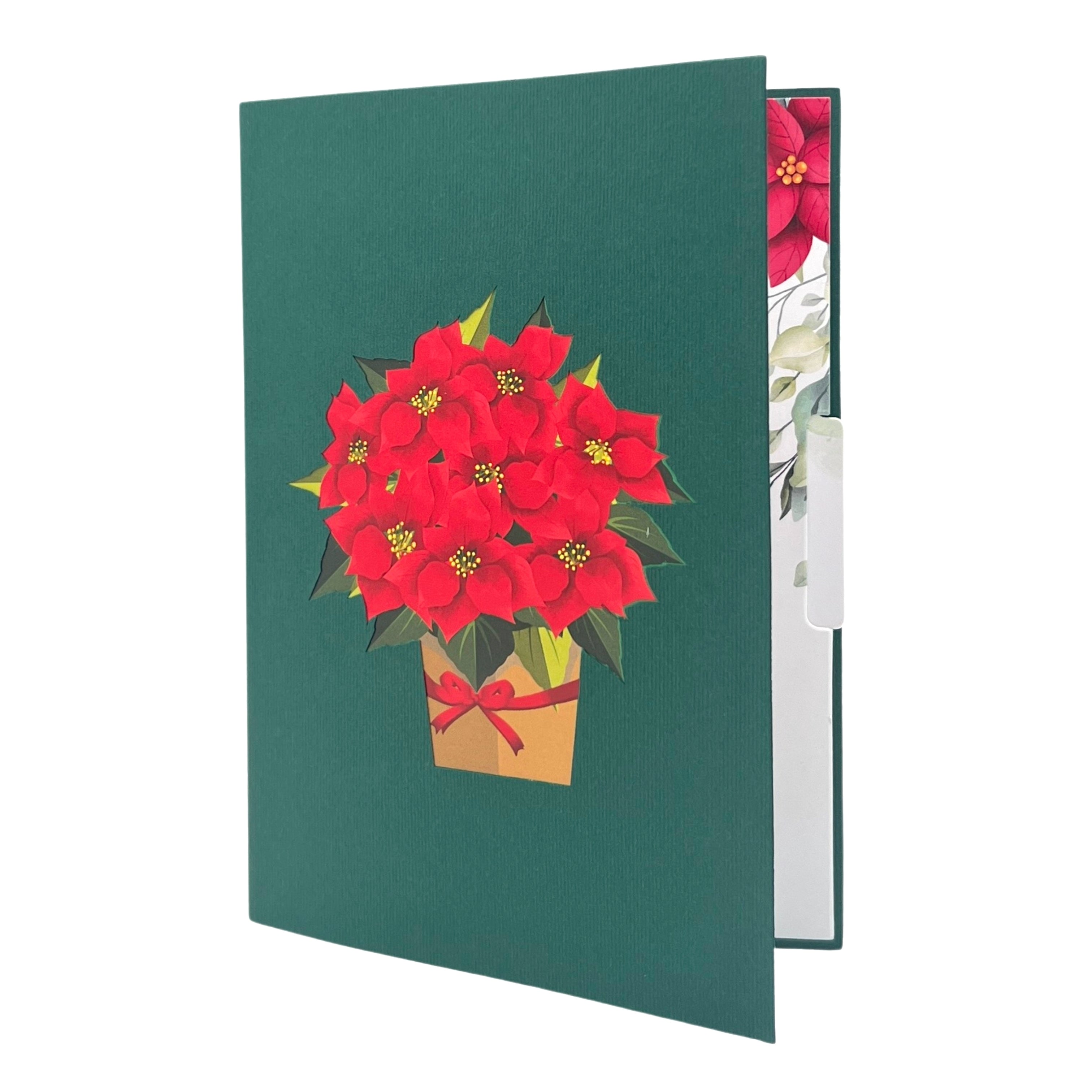 Pop Up Greeting Card Blooming Poinsettia Basket, Thank you Card, Birthday Card, Flower Gift, Nature Card, Christmas Flower, Holiday Card
