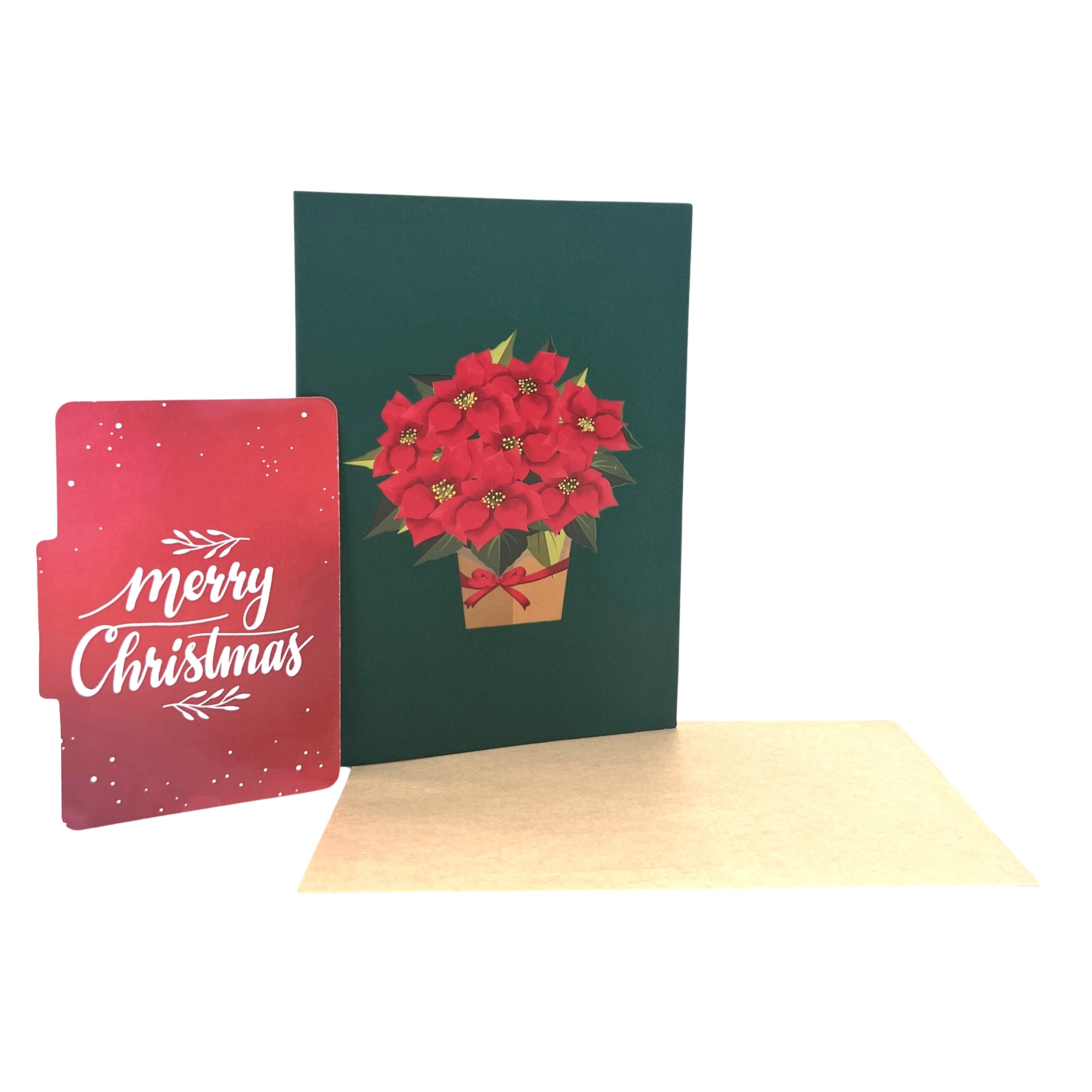 Pop Up Greeting Card Blooming Poinsettia Basket, Thank you Card, Birthday Card, Flower Gift, Nature Card, Christmas Flower, Holiday Card