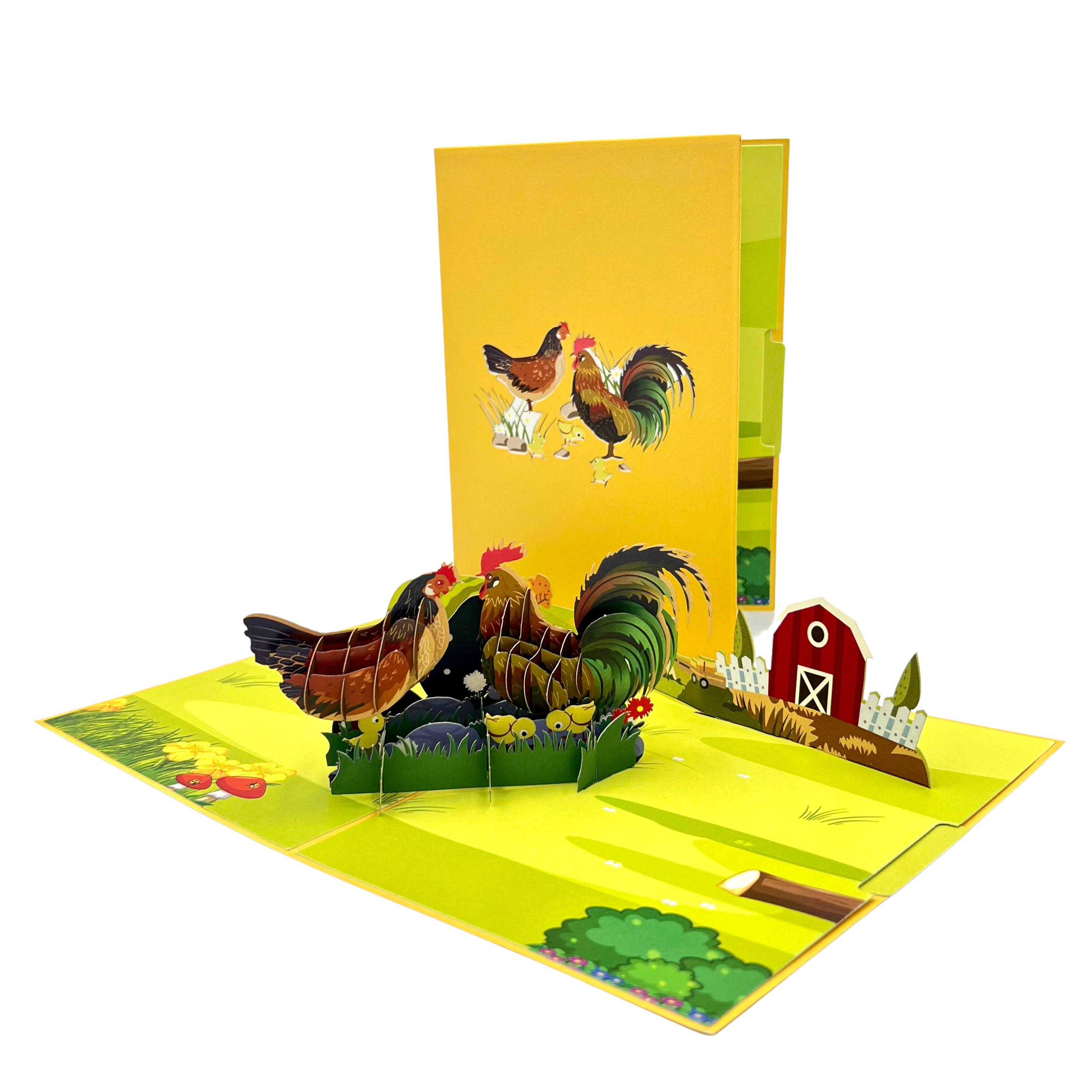 Pop Up Greeting Card Adorable Chicken Family Card, Thanksgiving Animal Love Gift Thank You Birthday Gift Idea for Dad Mom Family and Friend