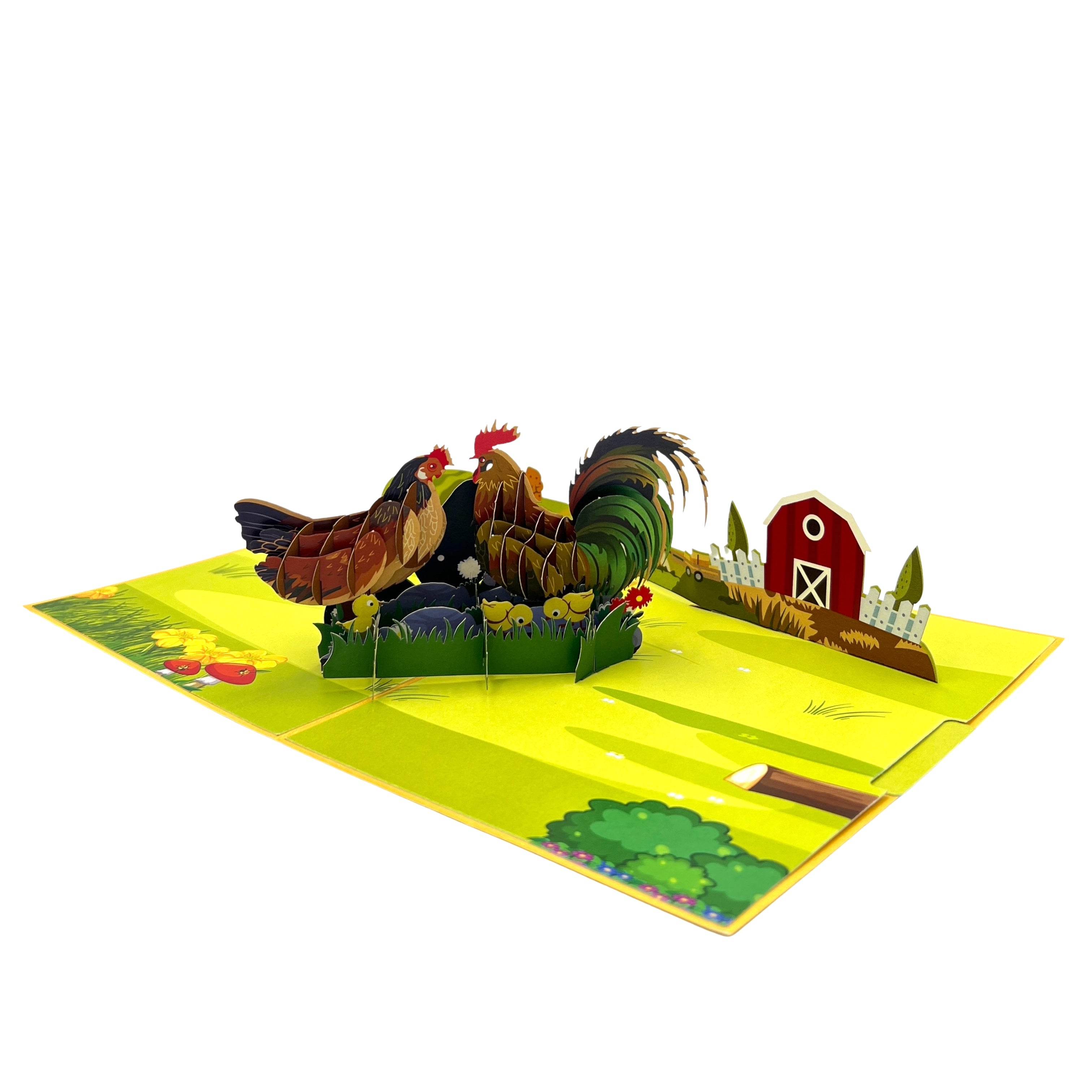 Pop Up Greeting Card Adorable Chicken Family Card, Thanksgiving Animal Love Gift Thank You Birthday Gift Idea for Dad Mom Family and Friend