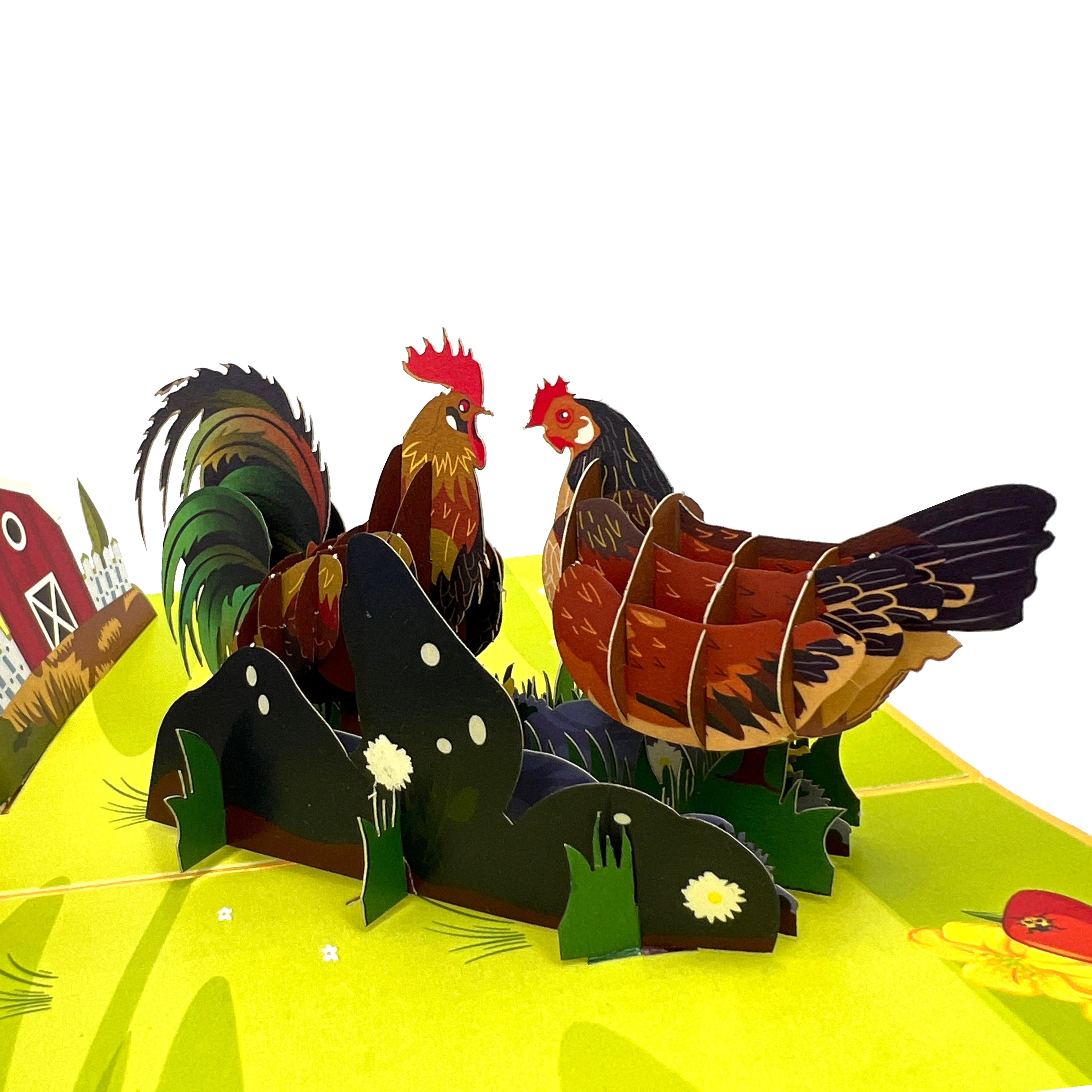 Pop Up Greeting Card Adorable Chicken Family Card, Thanksgiving Animal Love Gift Thank You Birthday Gift Idea for Dad Mom Family and Friend