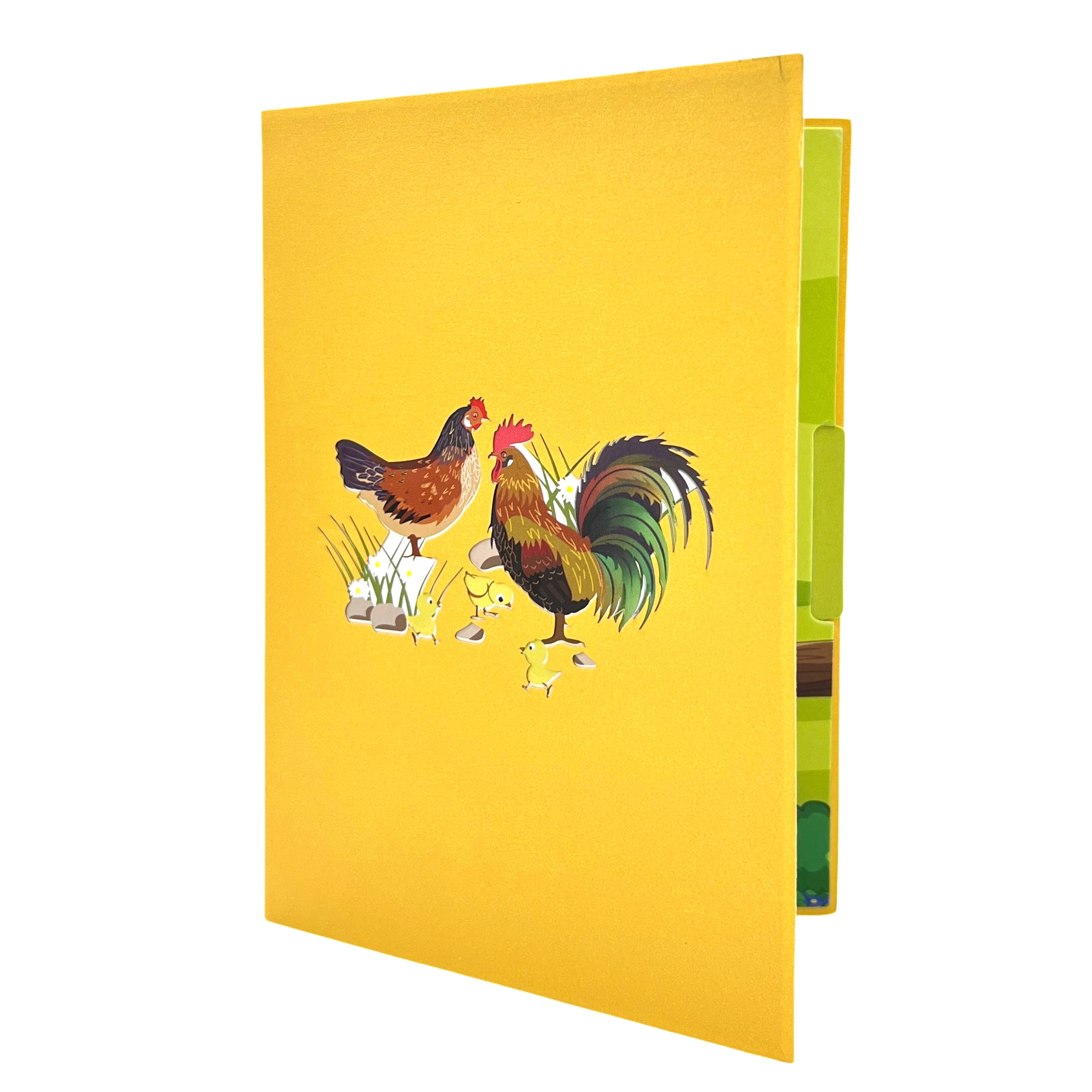 Pop Up Greeting Card Adorable Chicken Family Card, Thanksgiving Animal Love Gift Thank You Birthday Gift Idea for Dad Mom Family and Friend