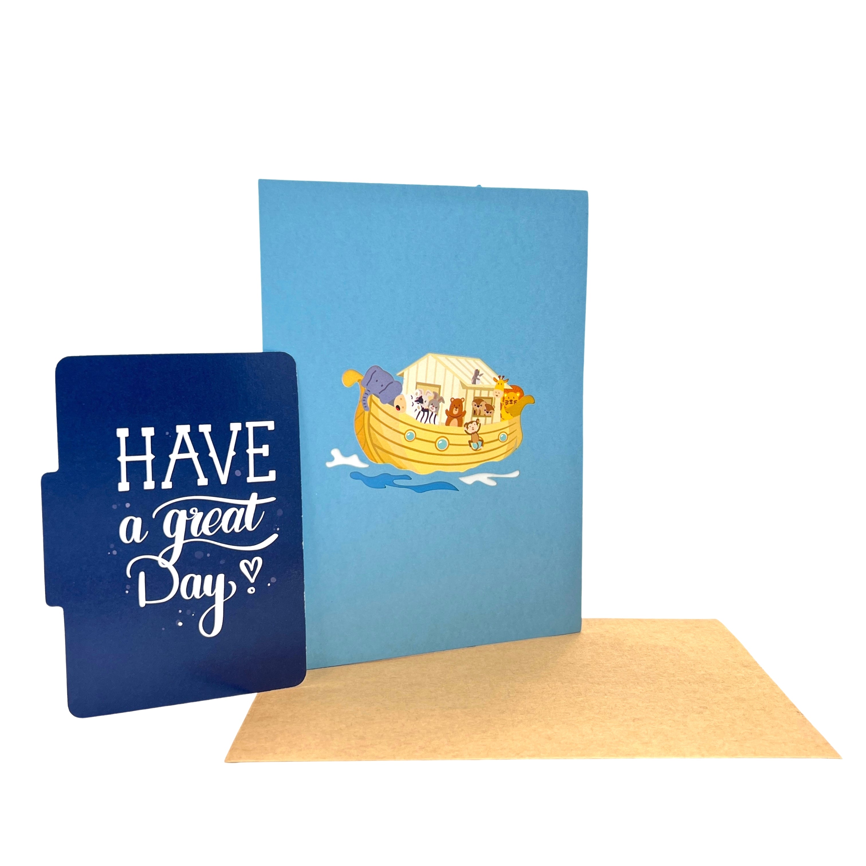 Pop Up Greeting Card Cartoon Animals Boat Adventure Journey Card, Kid Card, Thank you Card, Birthday Card, Family Card, Gift for Children