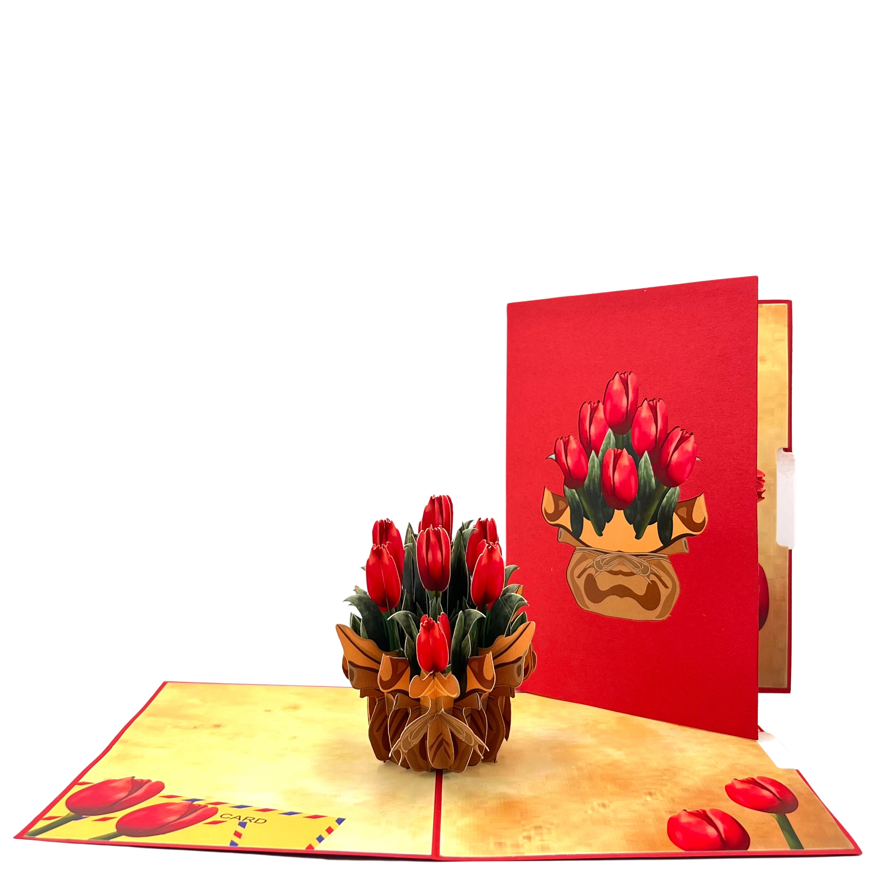 Pop Up Greeting Card Basket of Tulips Card, Love Card, Valentine Gift, Mothers Day Card, Family Card, Wedding Card, Anniversary, Celebration