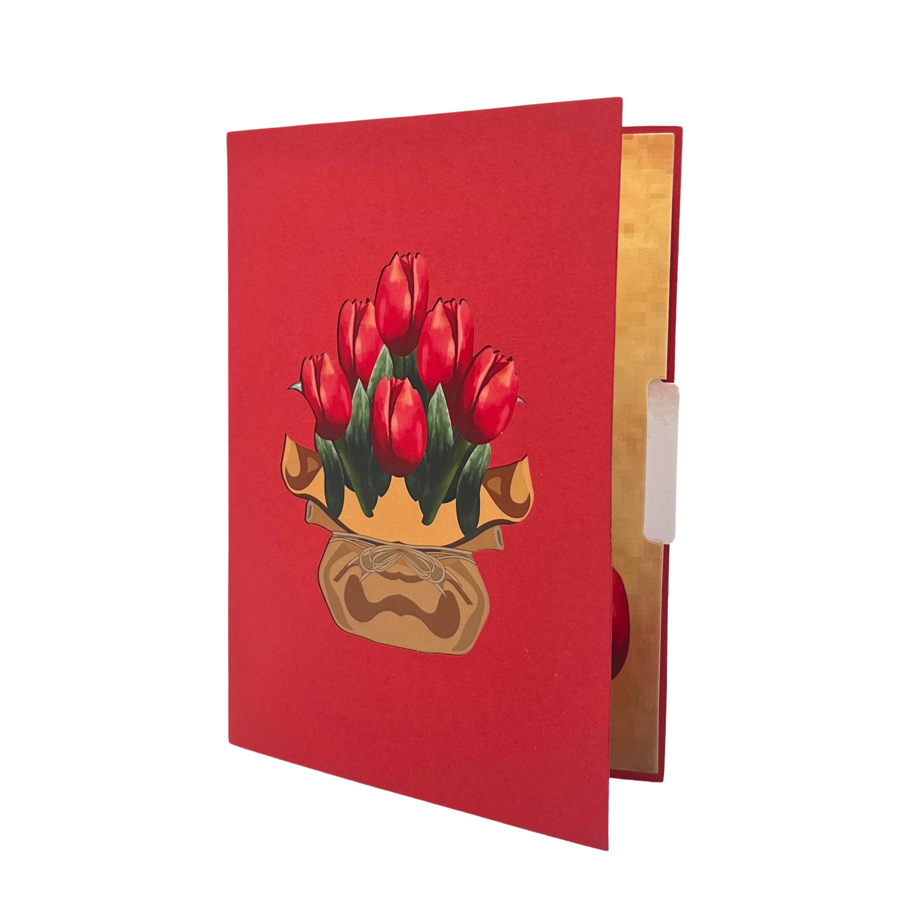 Pop Up Greeting Card Basket of Tulips Card, Love Card, Valentine Gift, Mothers Day Card, Family Card, Wedding Card, Anniversary, Celebration