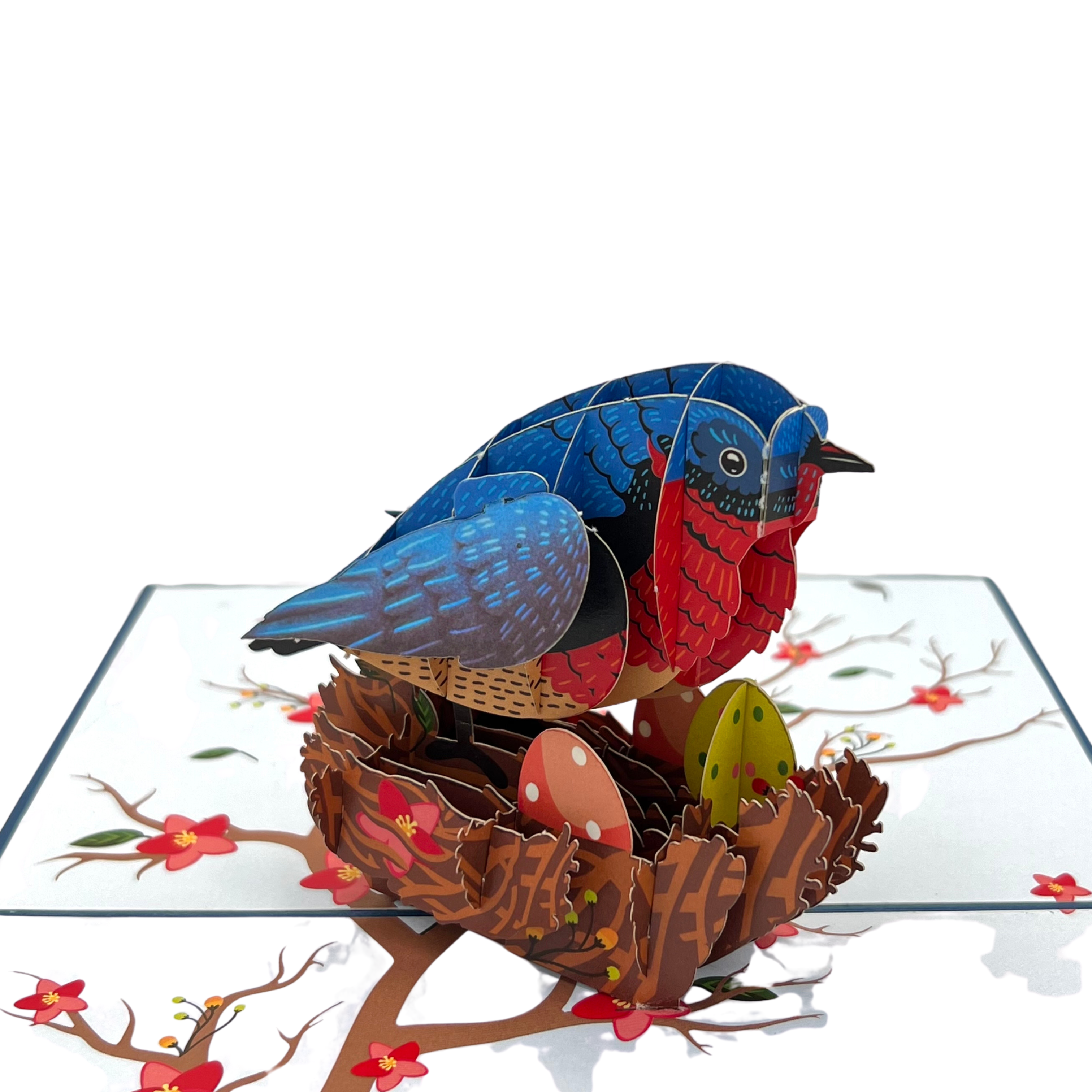 Pop Up Greeting Card bird Incubating Eggs, Family Card, Mothers Day Gift, Fathers Day idea, Nature card, Animal Gift Thank You Birthday Card