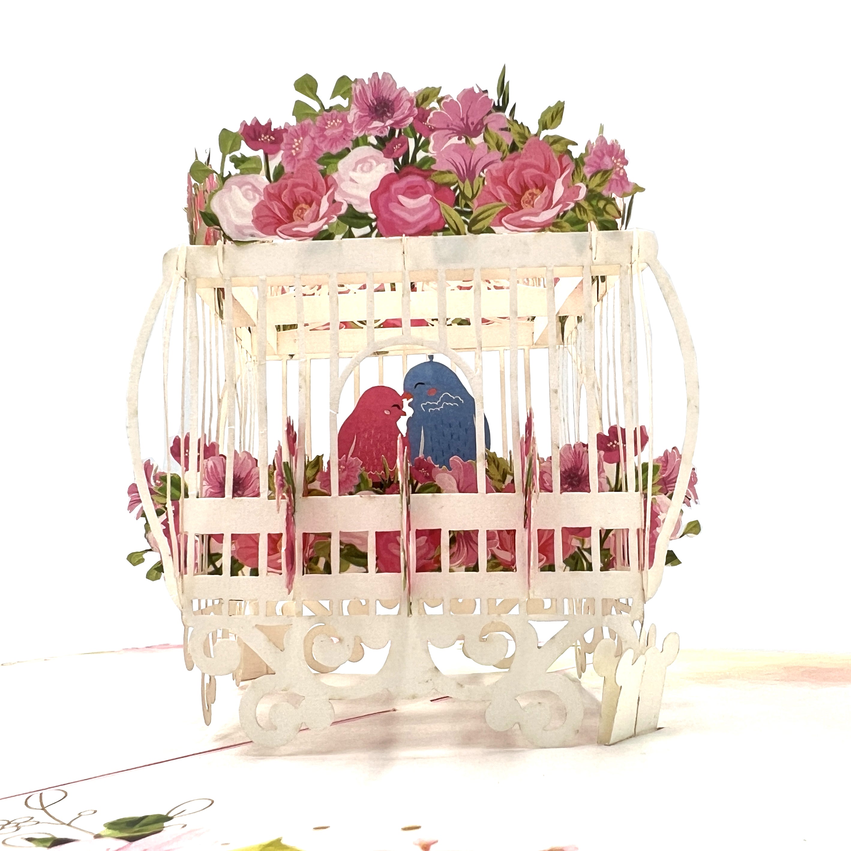 Pop Up Greeting Card Love birds In Paradise Wedding Card, Valentine Card, Thank you Card, birthday Gift, Family Card, Flower, Animal Card