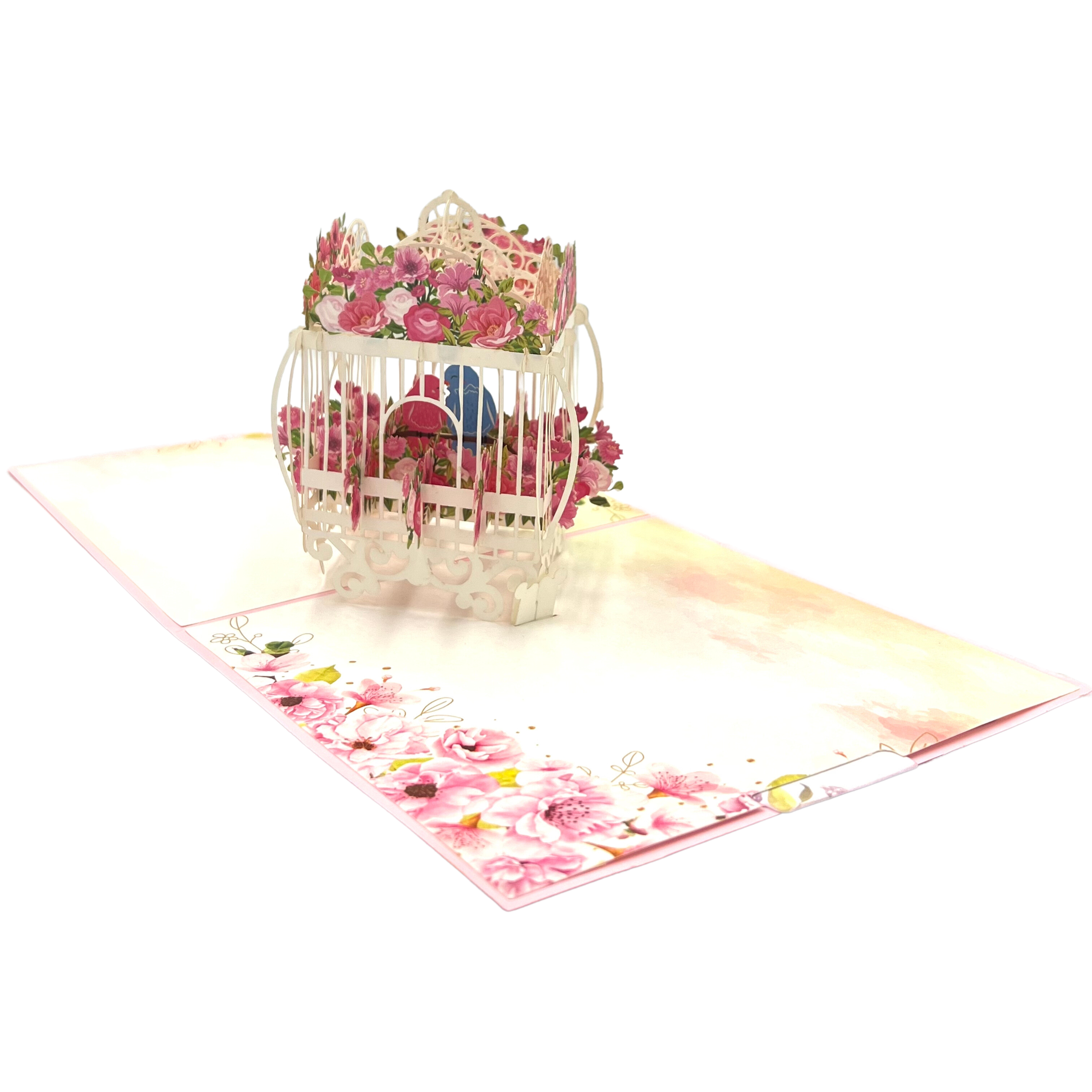 Pop Up Greeting Card Love birds In Paradise Wedding Card, Valentine Card, Thank you Card, birthday Gift, Family Card, Flower, Animal Card