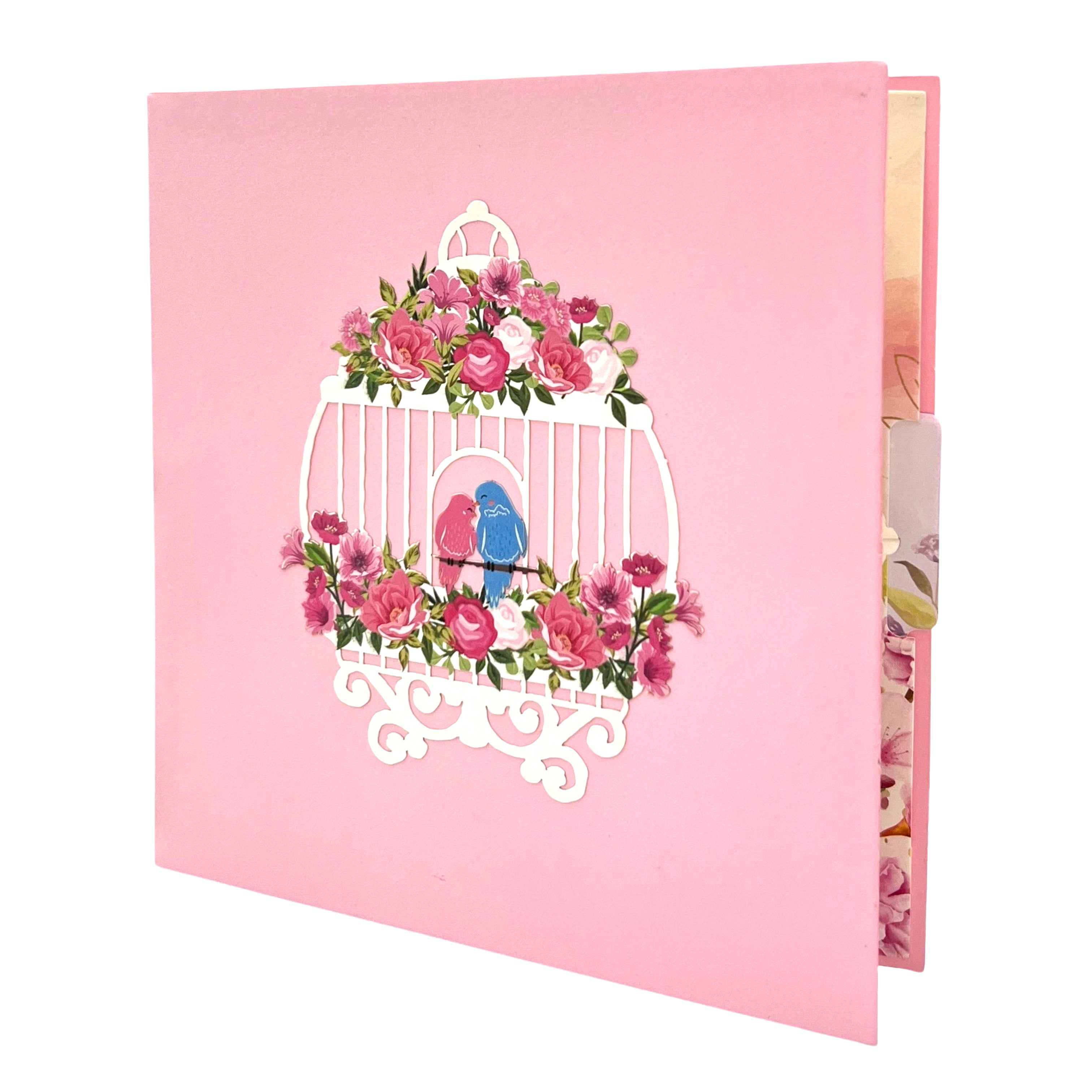 Pop Up Greeting Card Love birds In Paradise Wedding Card, Valentine Card, Thank you Card, birthday Gift, Family Card, Flower, Animal Card