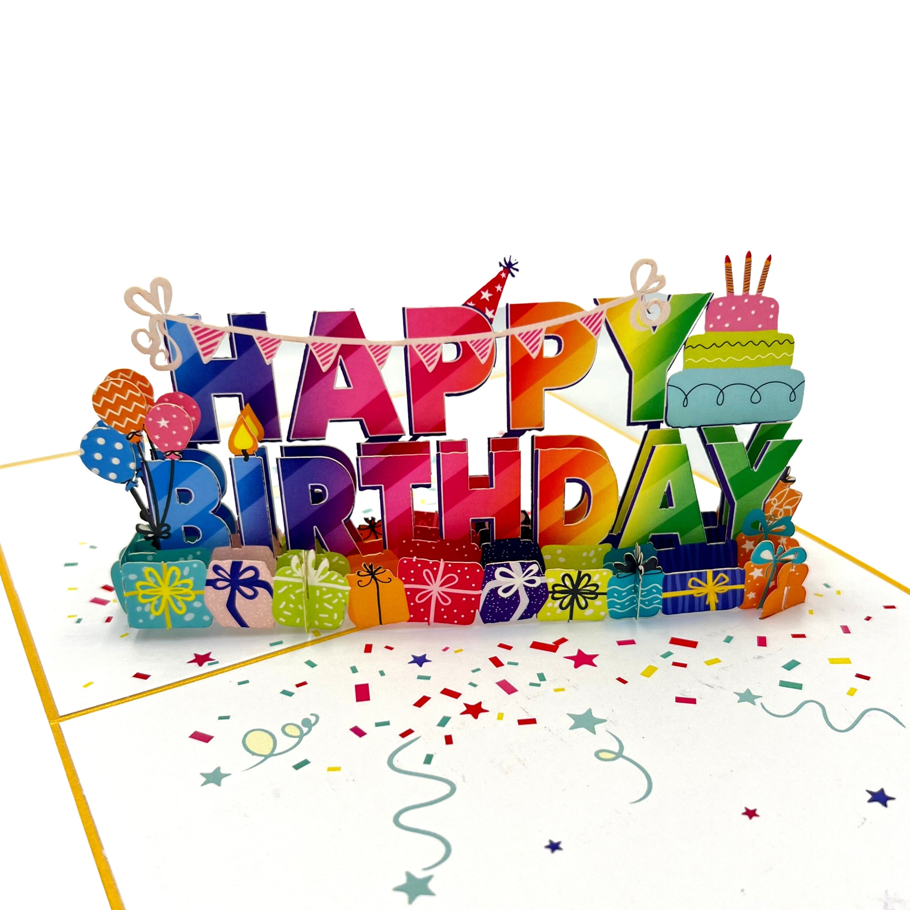 Pop Up Greeting Card Colorful Happy Birthday Gift Card Beautiful Birthday Decoration Card for Mom Card For Grandma Appreciation Card Family