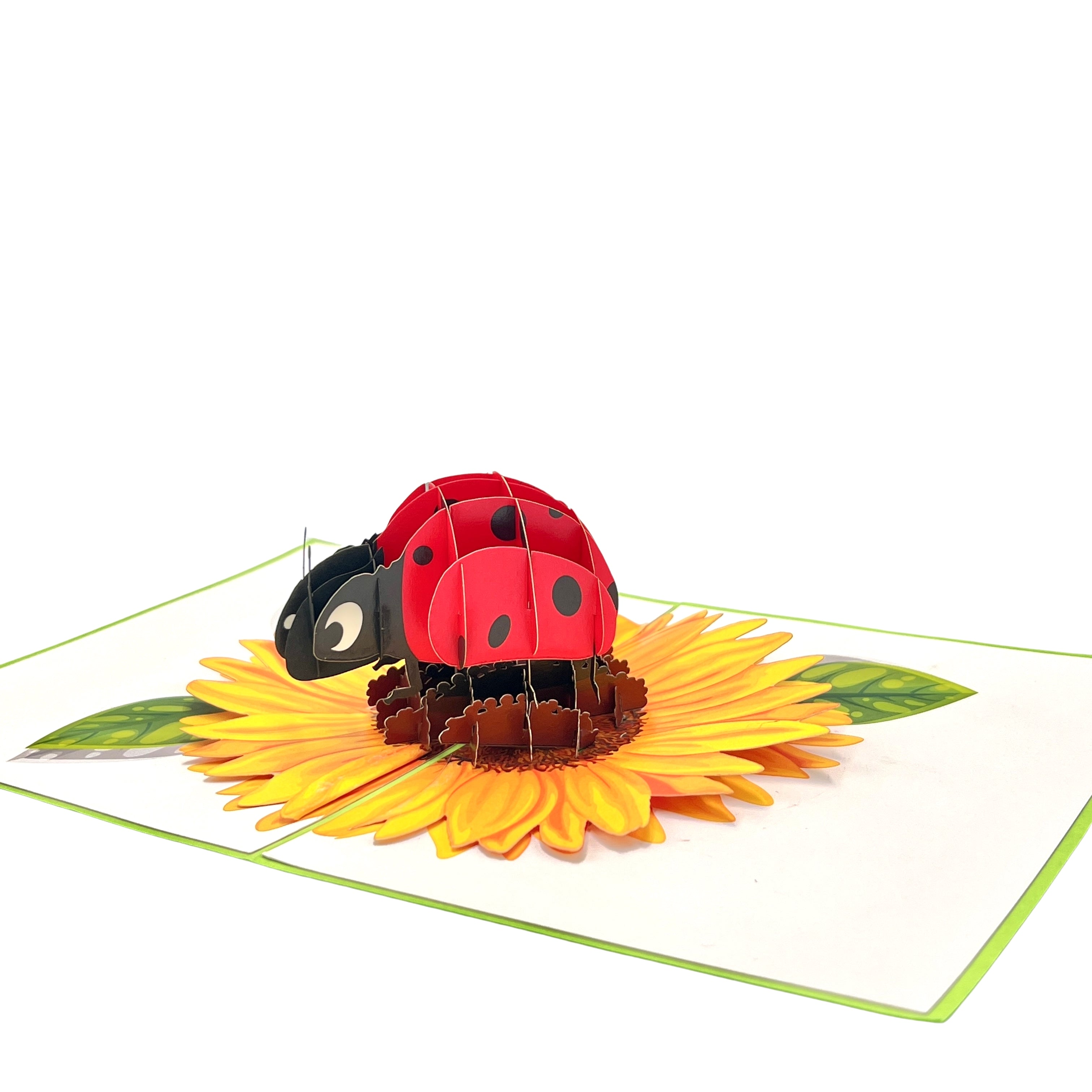 Pop Up Greeting Card a Ladybug on SunFlower Card, Flower Nature Animal Lover Card Thank You Birthday Gift for Kid Mom Dad Family Friend