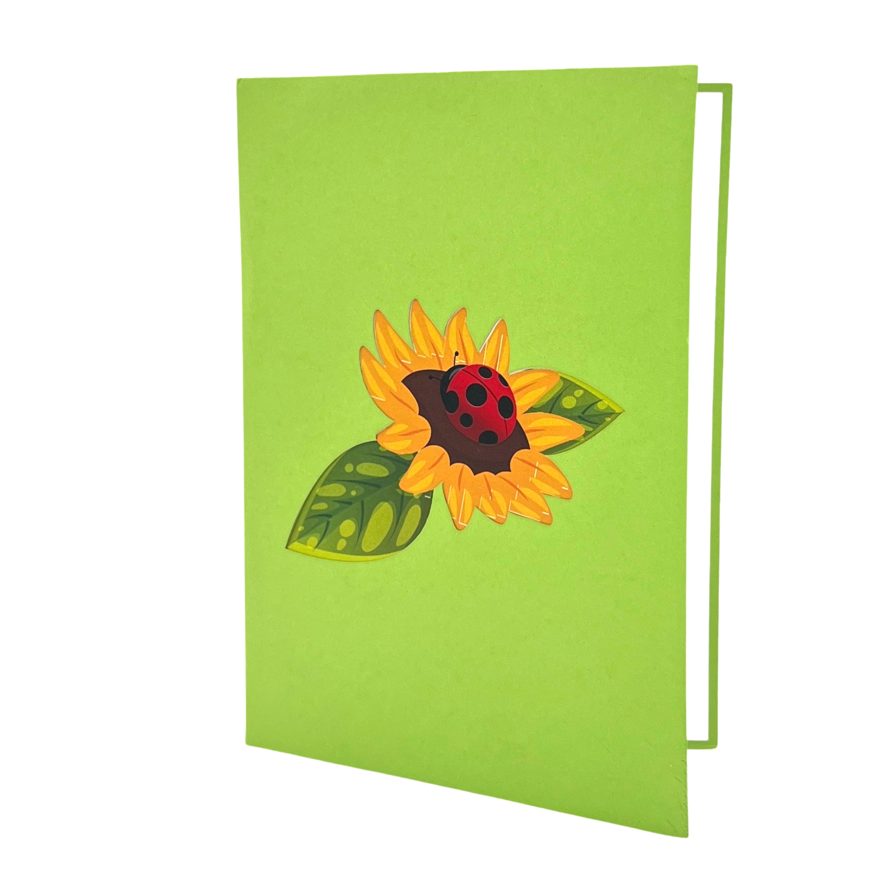 Pop Up Greeting Card a Ladybug on SunFlower Card, Flower Nature Animal Lover Card Thank You Birthday Gift for Kid Mom Dad Family Friend