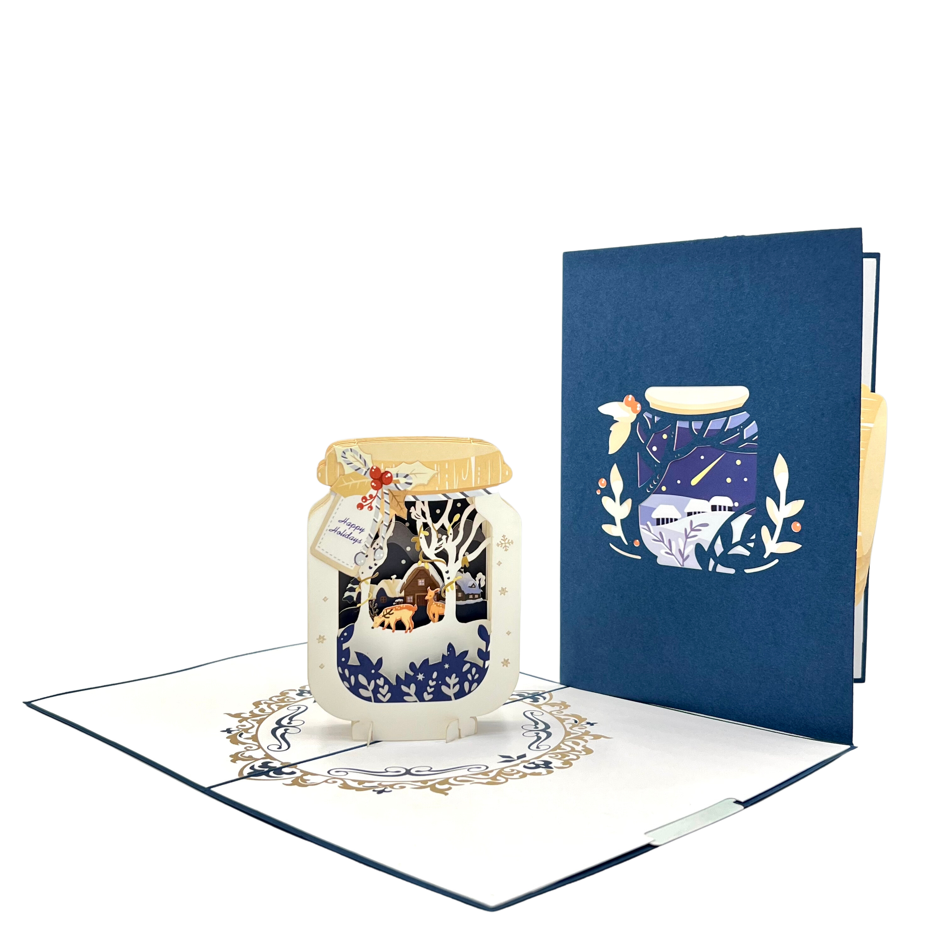 Pop Up Greeting Card Merry Christmas Jar Decoration Gift Christmas Idea Holiday Card for Friend Family Dad Mom Christmas Unique Gift idea