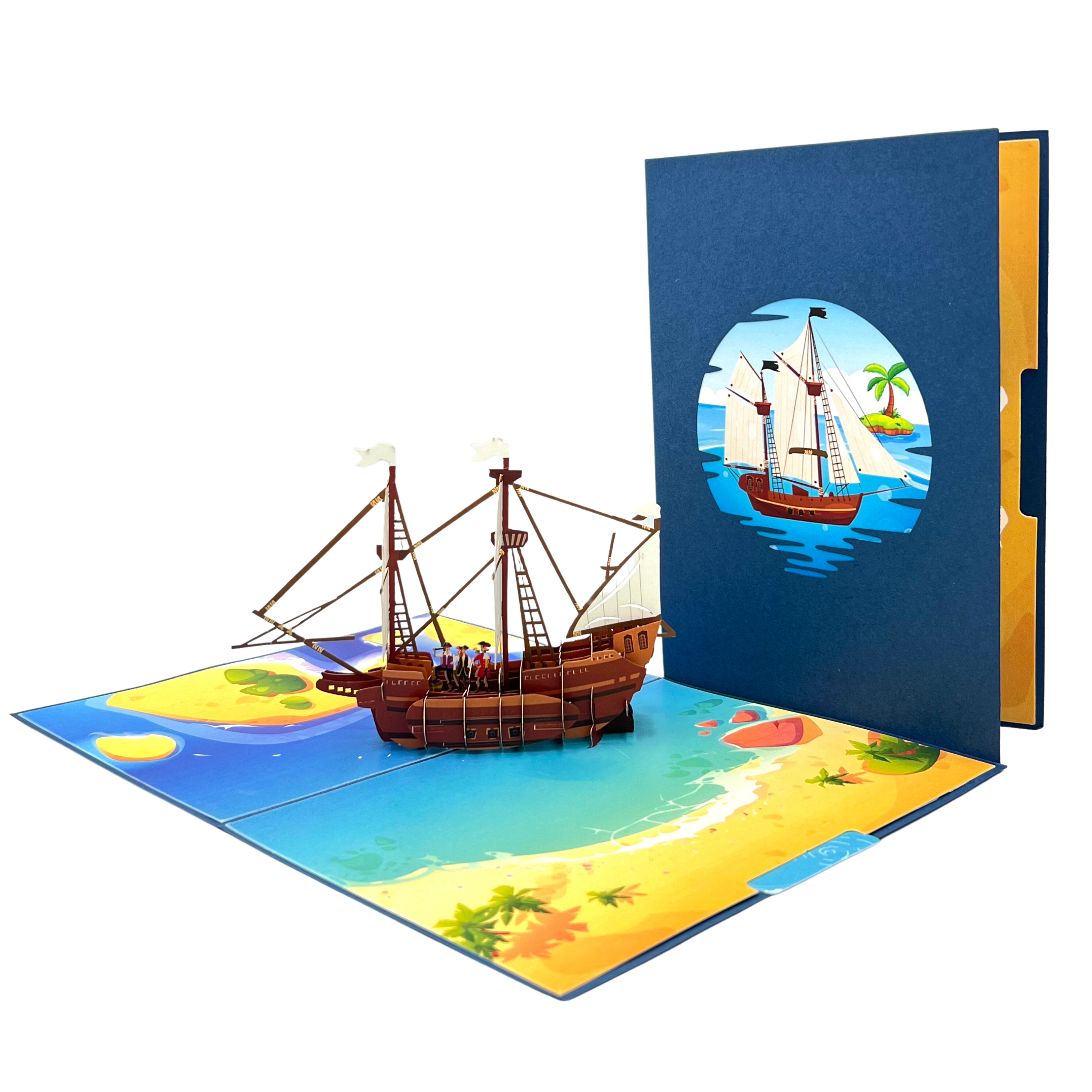 Pop Up Greeting Card The Pirate Ship Adventure Sailing Voyage Boat Cartoon Kid Card Birthday Thank You Card Gift for Children Kid Teenager