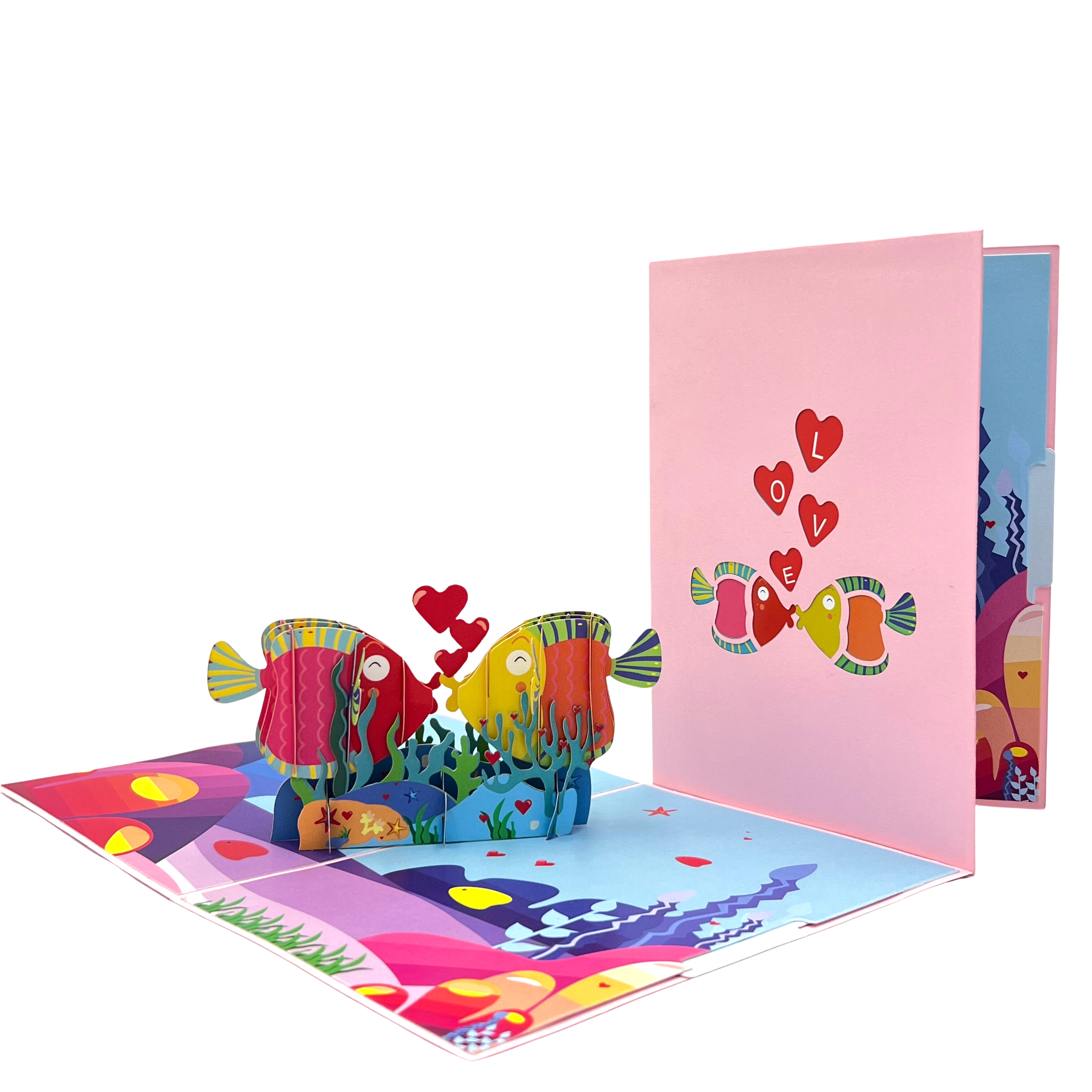 Pop Up Greeting Card Smiling Angelfish Sweetheart, Family Gift, Love Card, Couple Card, Wedding Card, Thank you Birthday Anniversary Card