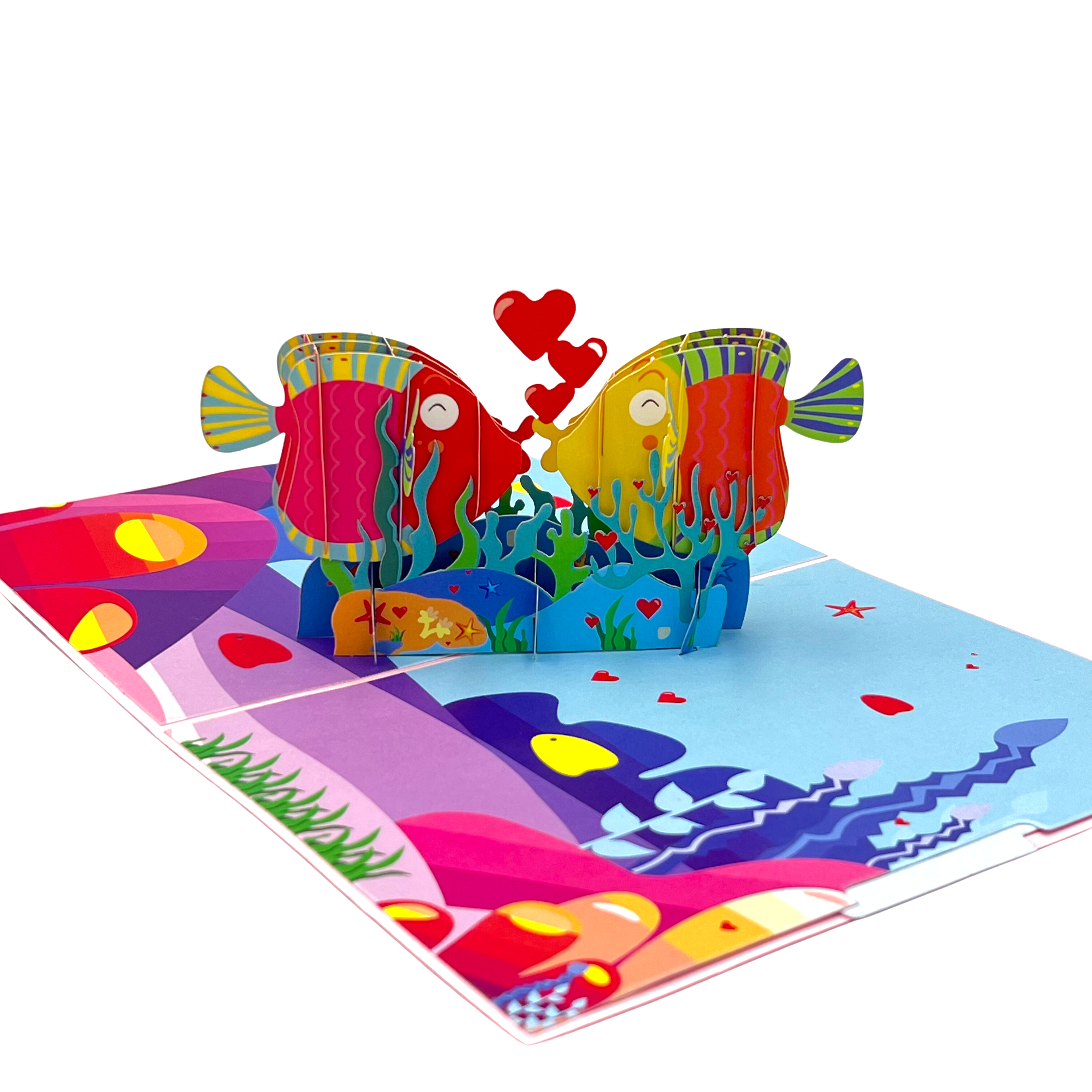 Pop Up Greeting Card Smiling Angelfish Sweetheart, Family Gift, Love Card, Couple Card, Wedding Card, Thank you Birthday Anniversary Card