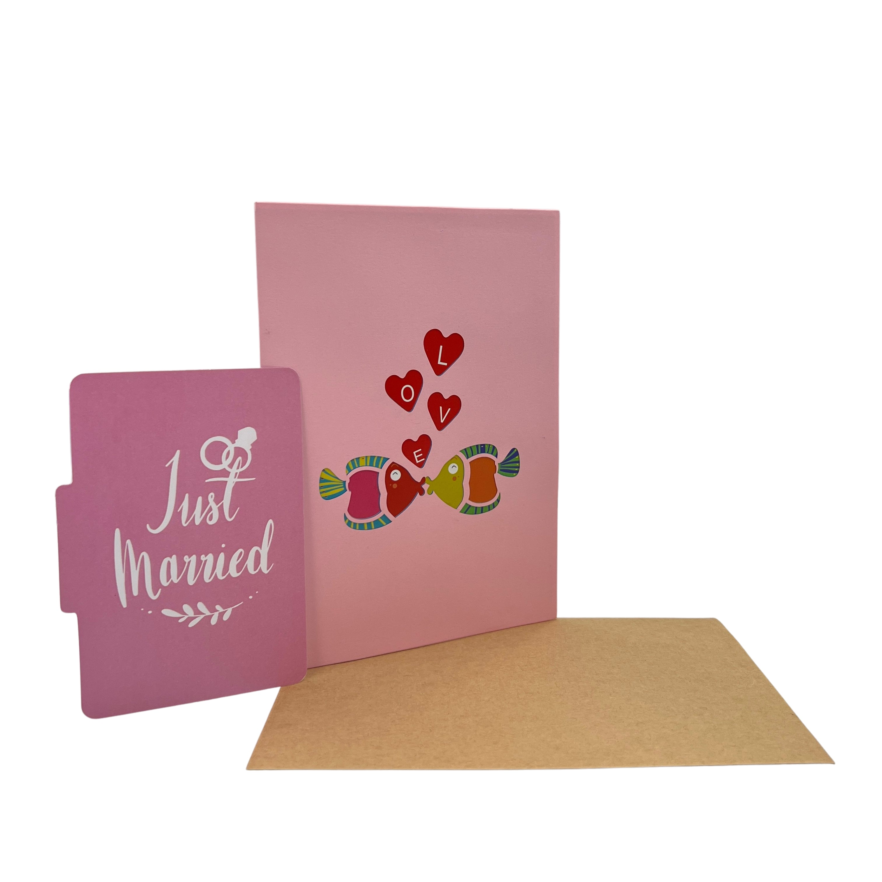 Pop Up Greeting Card Smiling Angelfish Sweetheart, Family Gift, Love Card, Couple Card, Wedding Card, Thank you Birthday Anniversary Card