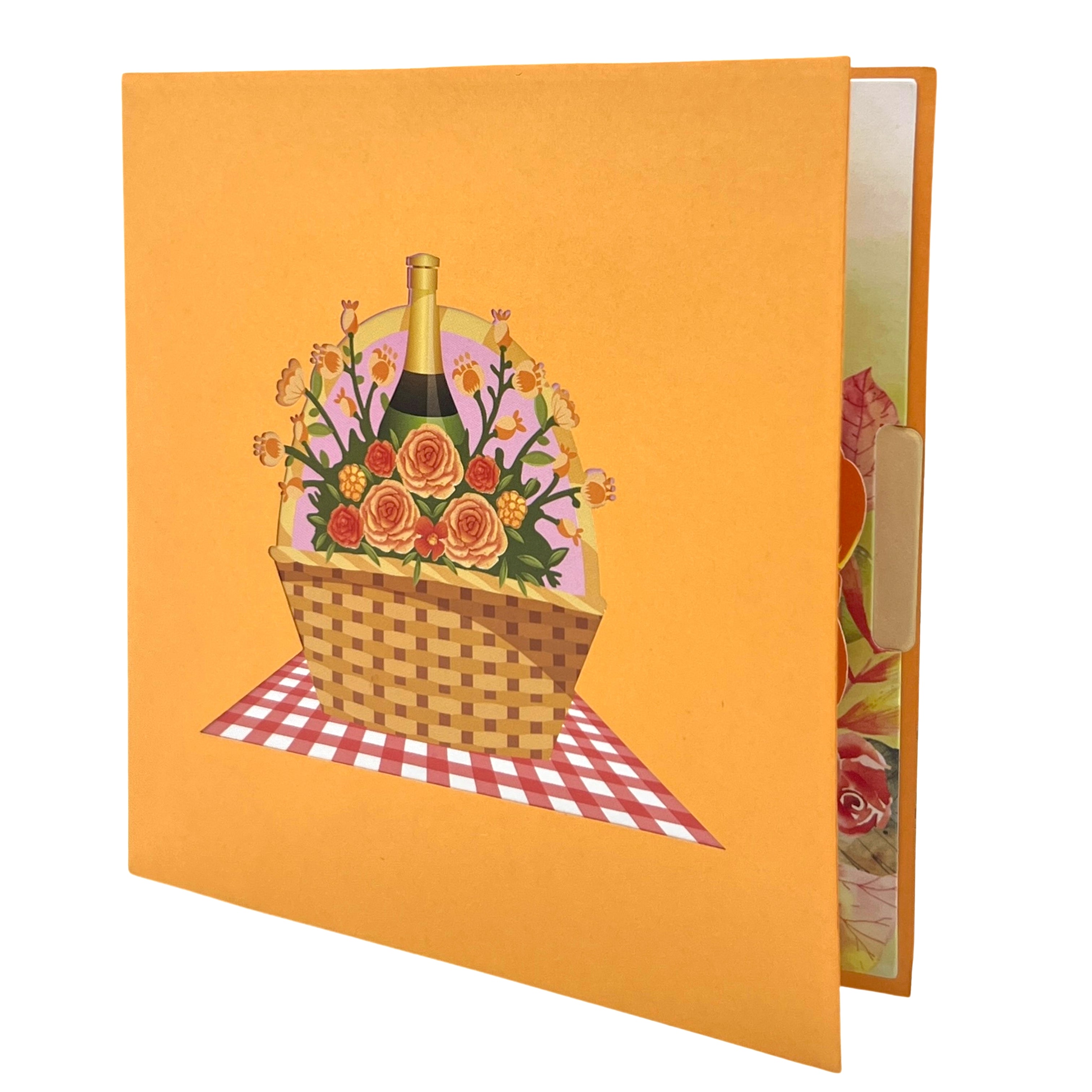 Pop Up Greeting Card Anniversary Grand Opening Champaign Flower Gift Flower Basket Wine Gift Congratulation Card Birthday Thank you Card