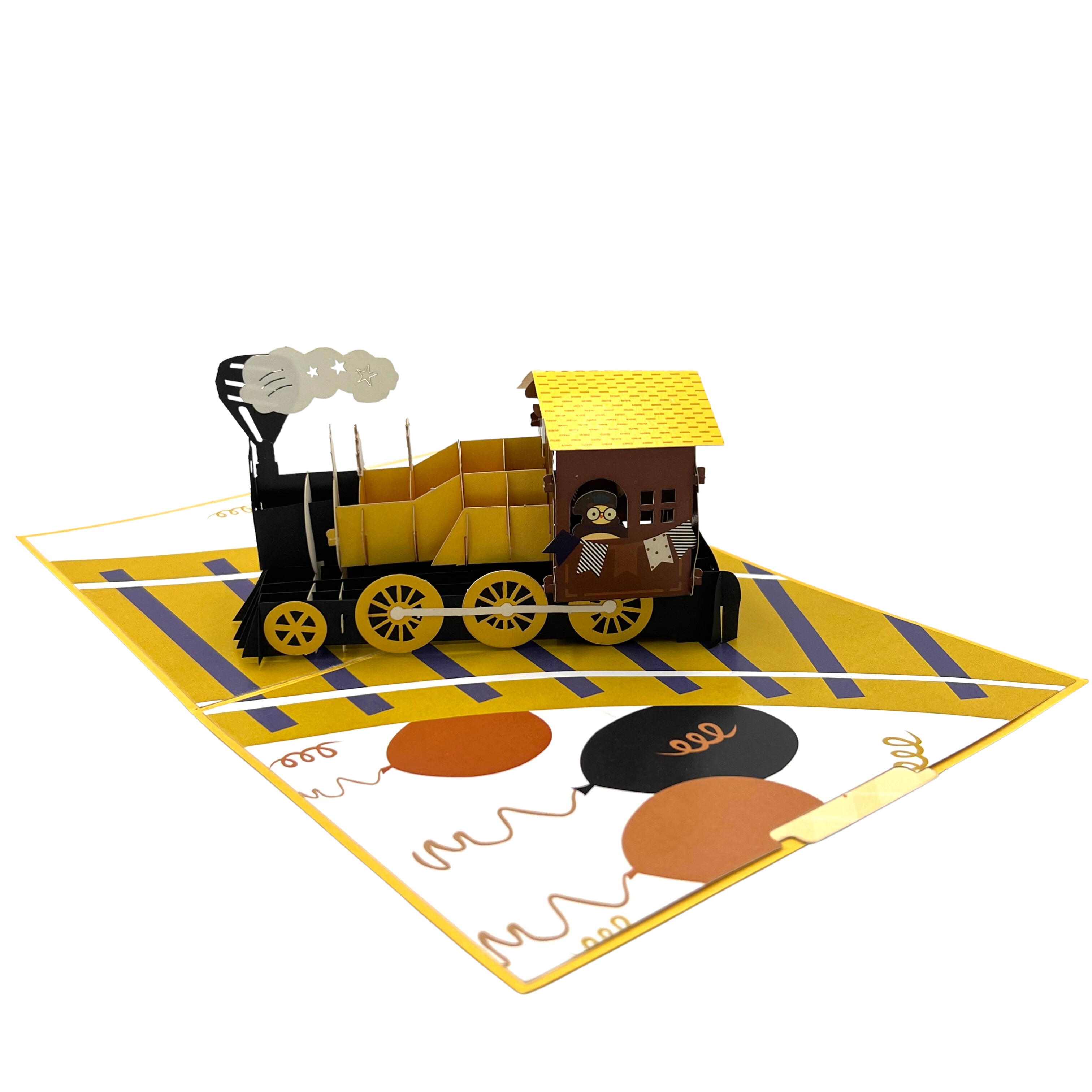 Pop Up Greeting Card Yellow Train Pop Up Card for Dad Fathers Day Birthday Thank You Hard Working Gift Family Husband Dad Fathers Day Card