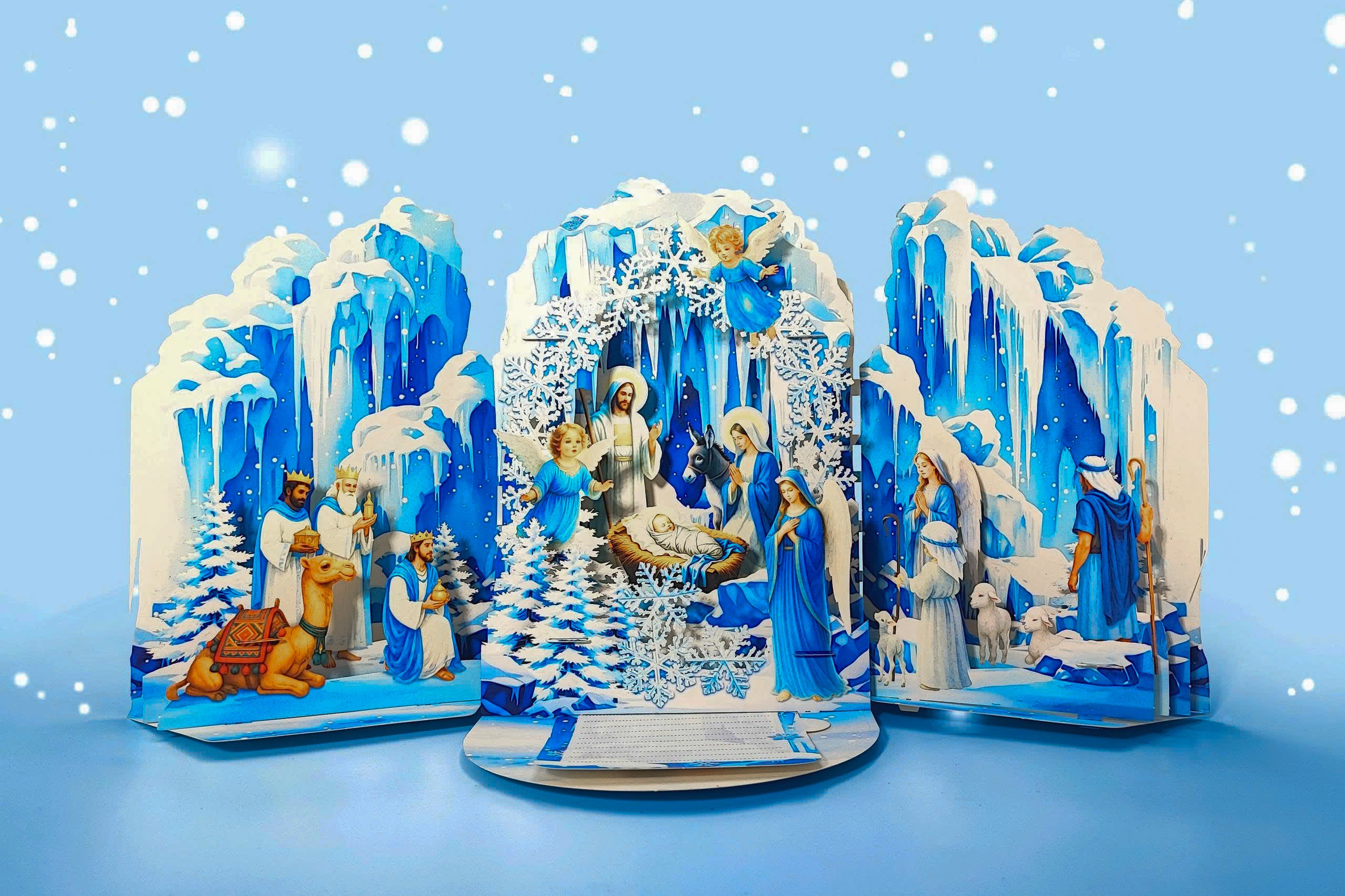 Pop Up Greeting Card Merry Christmas Tri Fold Amazing Religious Christmas Nativity Scene Christmas Decoration Gift Jesus Christ Birth