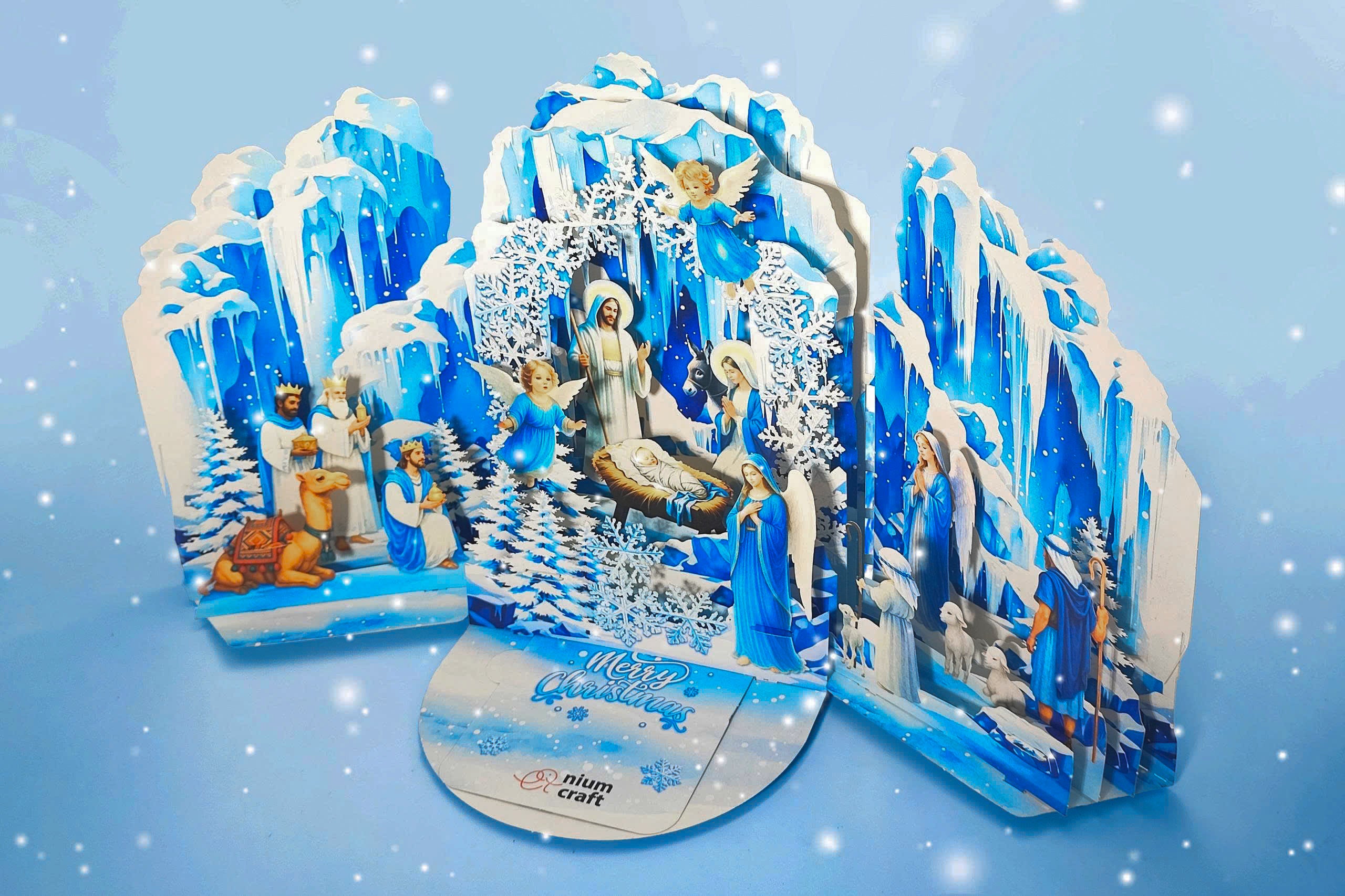 Pop Up Greeting Card Merry Christmas Tri Fold Amazing Religious Christmas Nativity Scene Christmas Decoration Gift Jesus Christ Birth