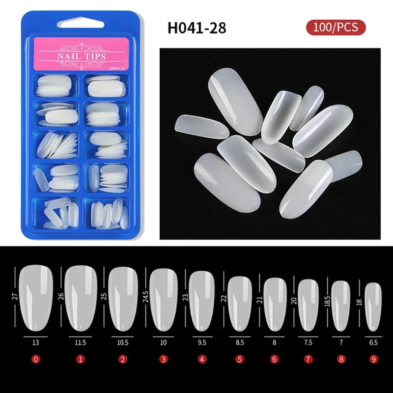 Clear and White Nails Tips Short and Long Shaped Tip 100Pcs/Box