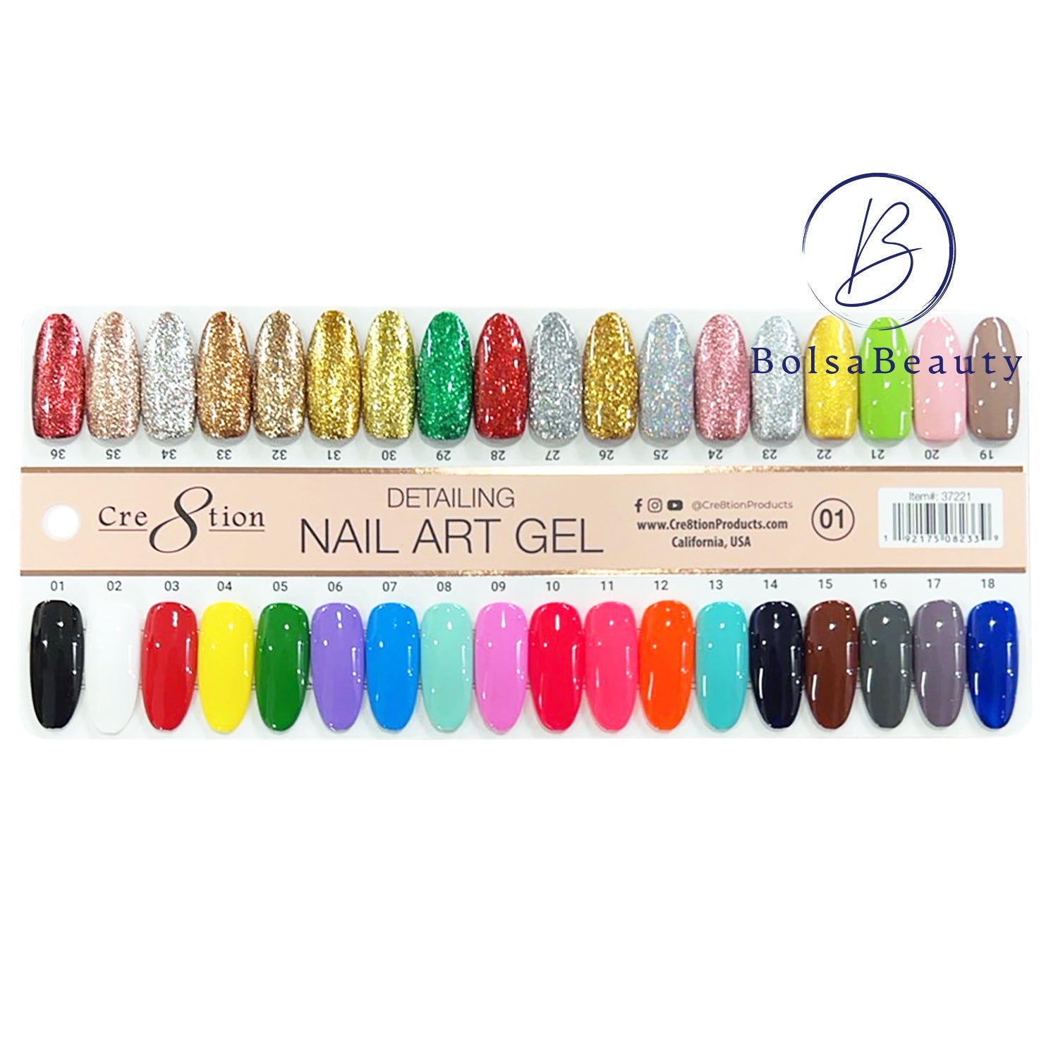 Cre8tion - Detail Nail Art Gel Full Set Chart 01 (#01 - #36)