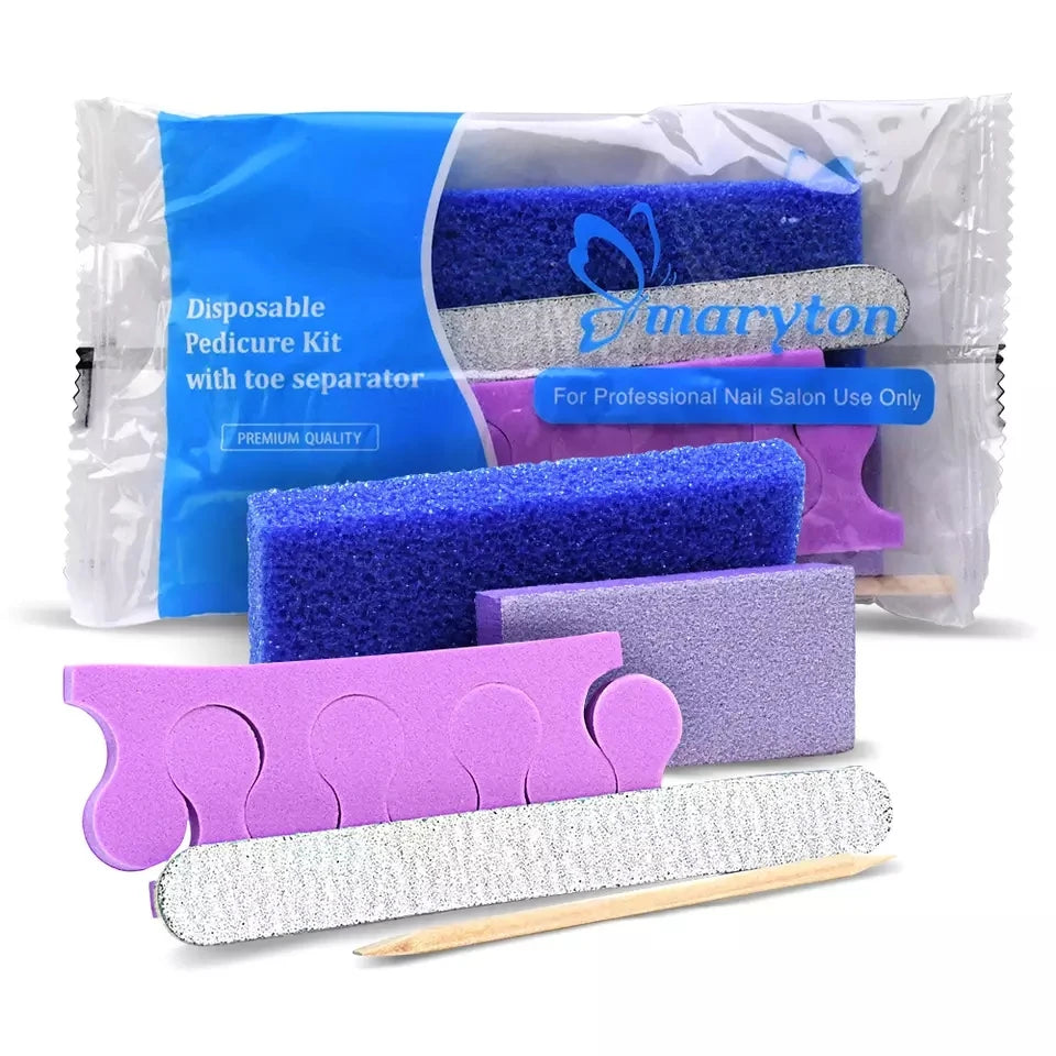 600 Sets/Carton Disposable 5Pcs Disposal Pedicura Kit for Professional Nail Salon Tools Cuticle Wood Stick