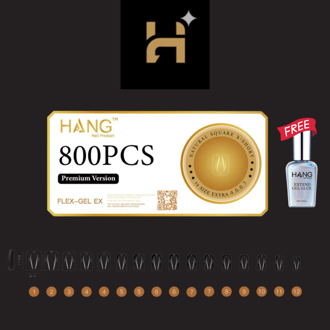 Hang Premium Flex-Gel X Natural Square ( XS–XL ) / Free 1 Hang Extend On Gel 0.5oz