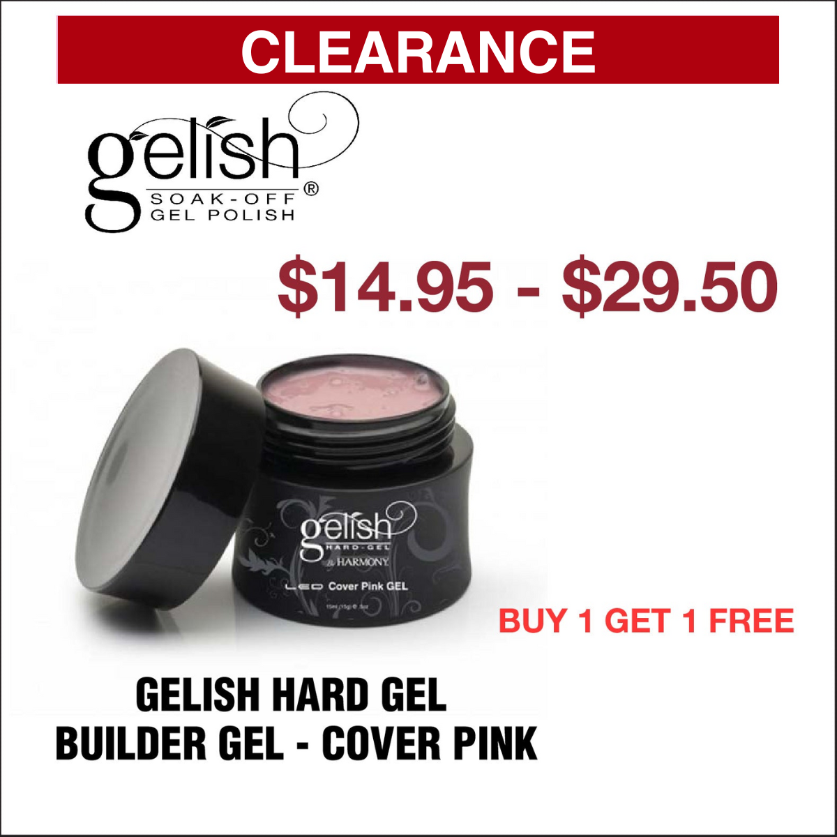 Gelish Hard Gel - Builder Gel Cover Pink - Buy 1 Get 1 Free
