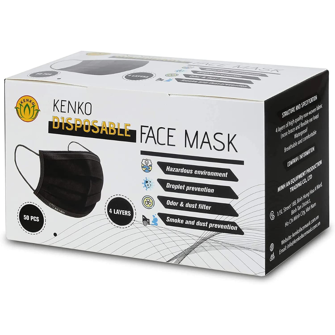 Kenko - 4 Layers Face Masks 50pcs (Blue/ Black)