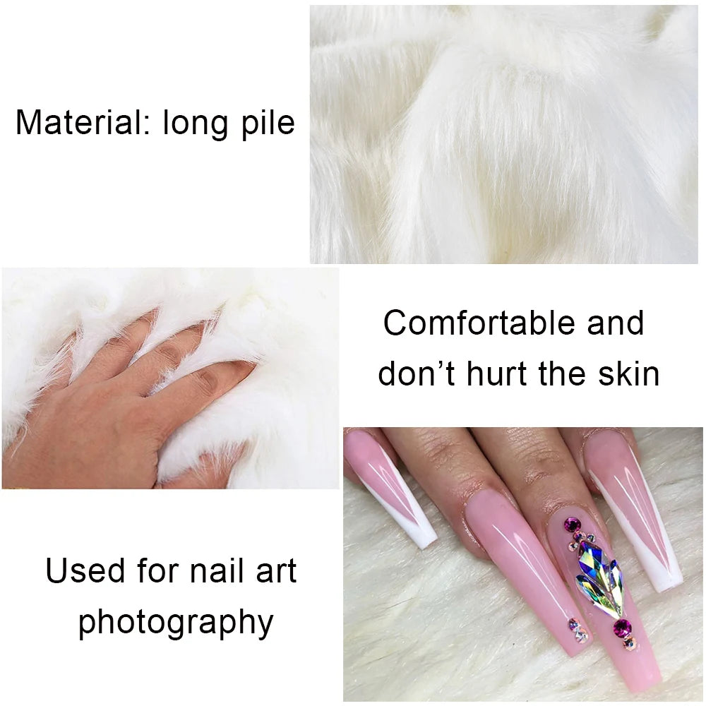 Nail Art Photo Background 15x20 Inch Soft Fur Cushion Foldable Pad Pad in White Grey Pink Black Color