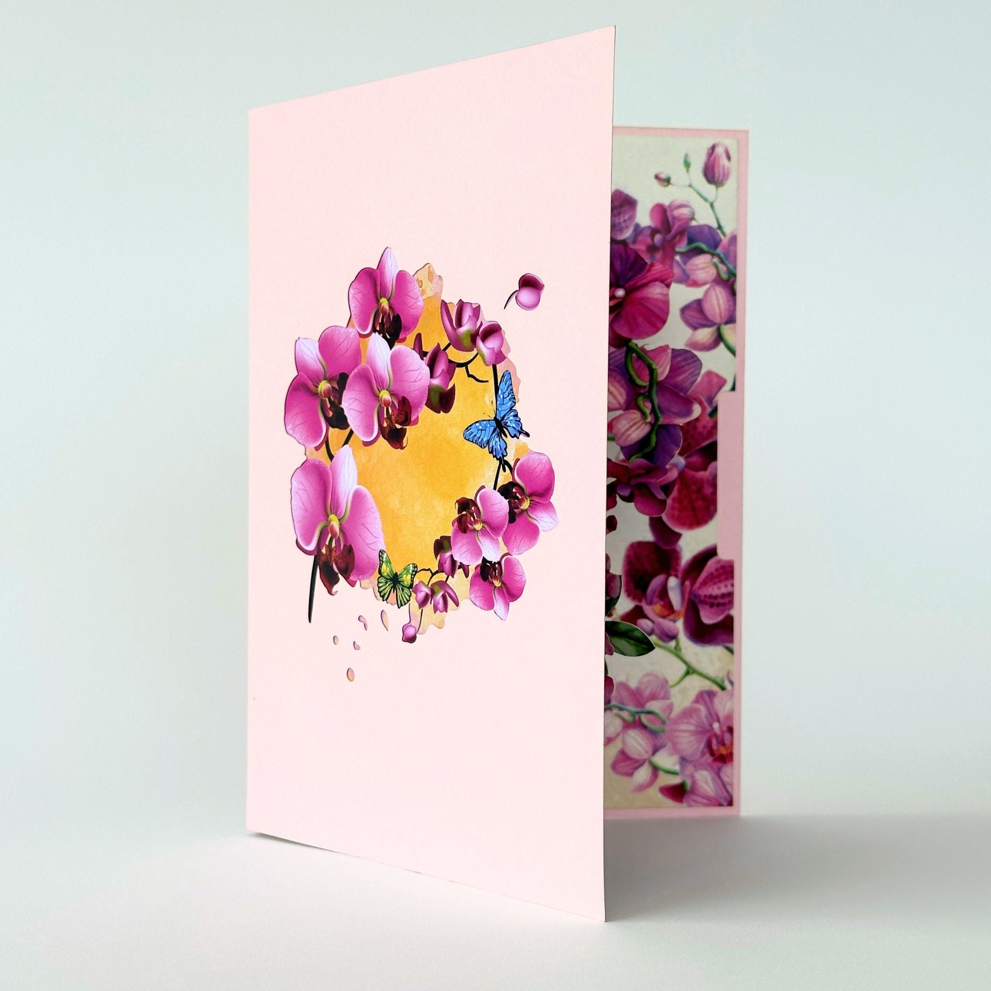 Pop Up Greeting Card Purple Orchid Blooming Flower Card Nature Lover Gift Love Thank You Birthday Gift Card Gift for Mom Mother's Day Idea