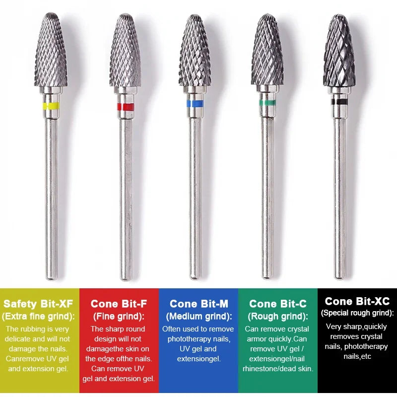 Nail Drill Bit 3/32 Inch Different Grind and Shape (60 Bits Variants)