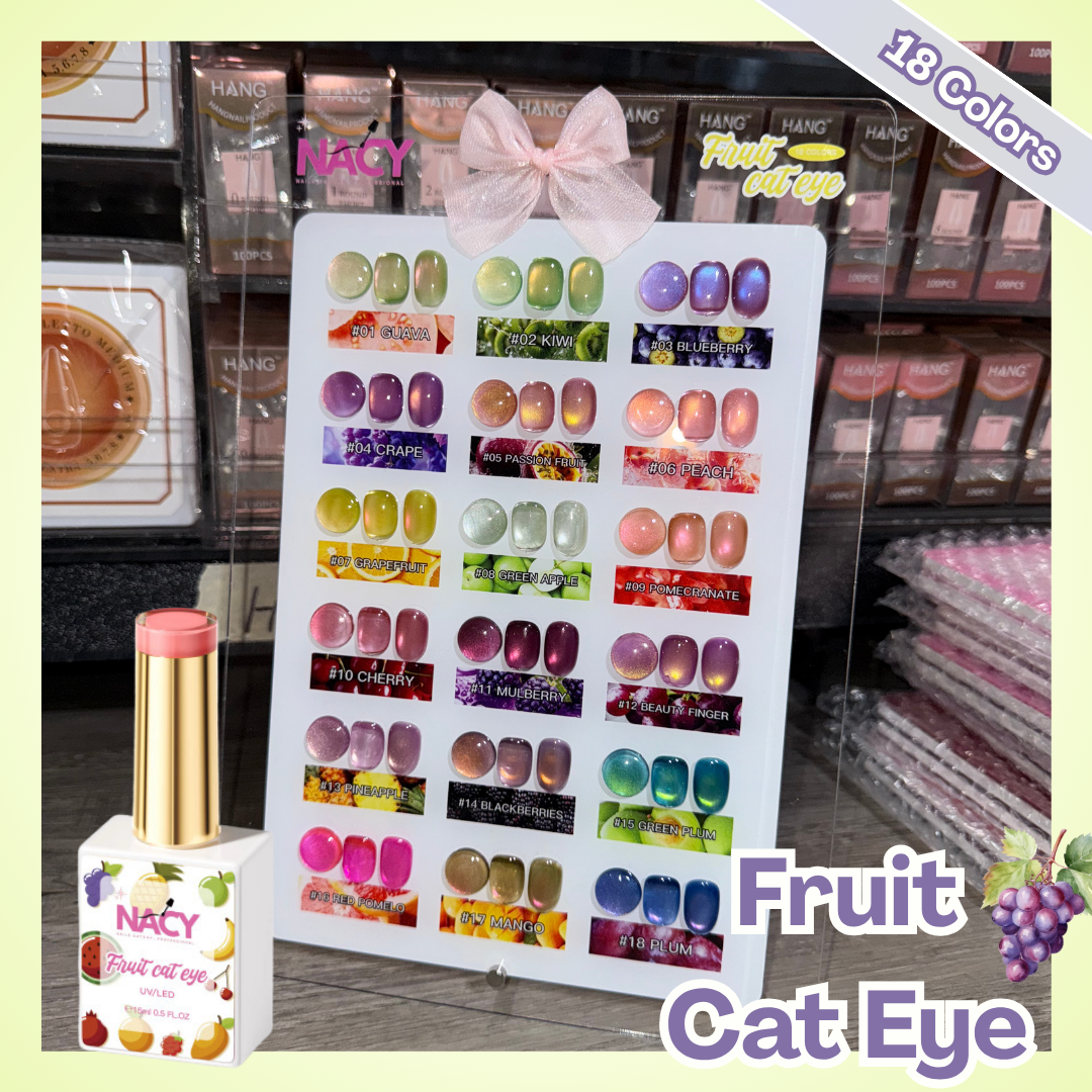 🍓Nacy Fruit Cat Eye 18 Colors Gel 0.5oz Set / Free 1 Color Chart Display HEMA-TPO Free