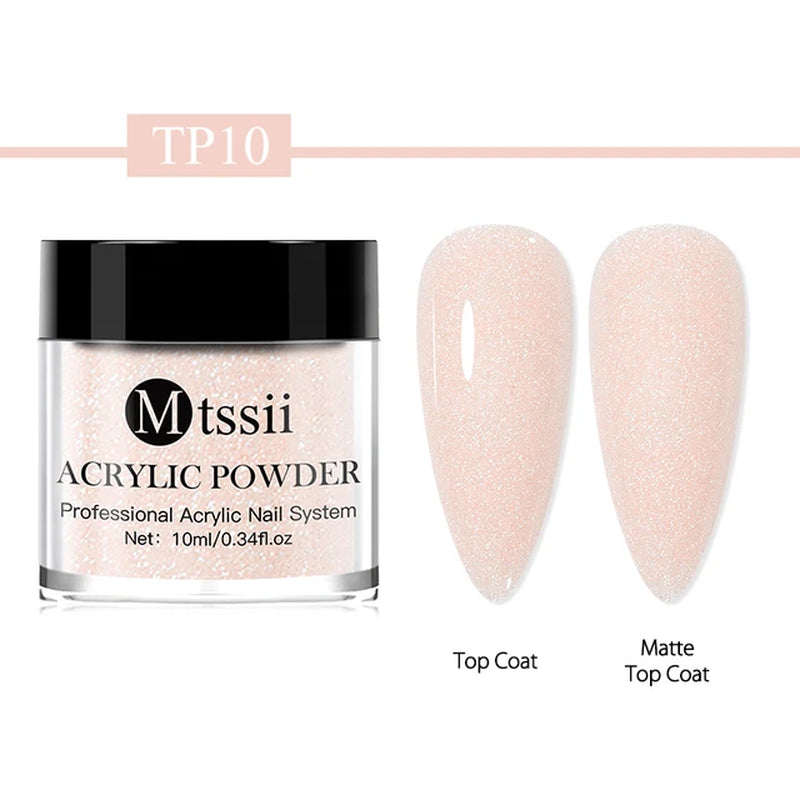 10G Crystal Acrylic Powder and Acrylic Liquid Monomer Clear White Pink Glitter Acrylic for Nails Nail Art Nail Supplies
