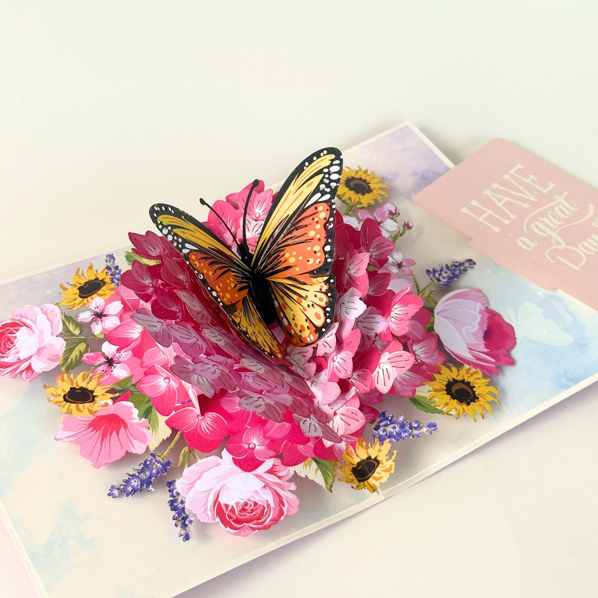 Pop Up Greeting Card Spring Cherry Blossom Butterfly Blooming Colorful Nature Card Gift Love Thank You Birthday Family Card Mother's Day