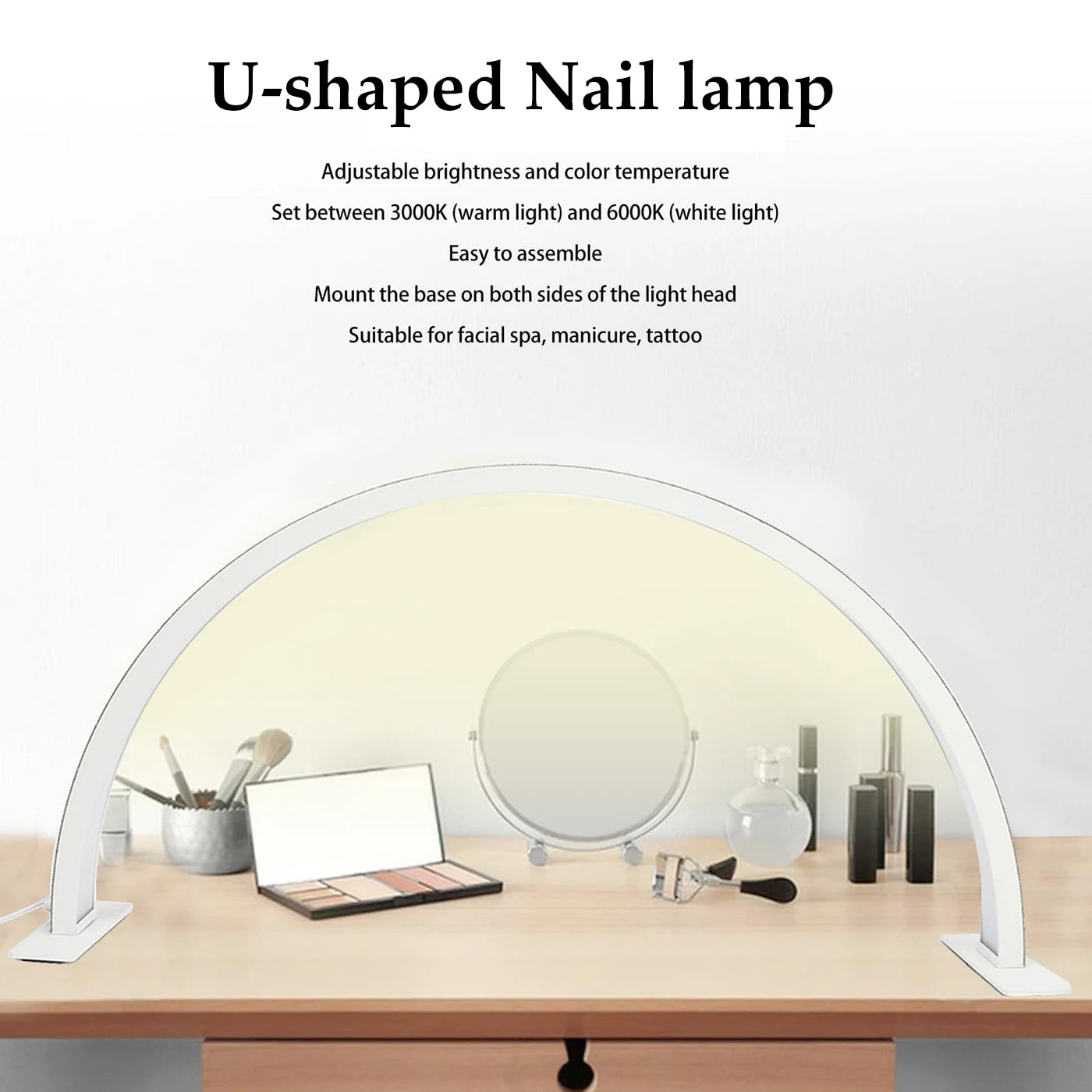 Desk Nail Lamp U-Shaped Professional Nail Lamp Half-Moon-Shaped Manicure Lamp Nail Salon