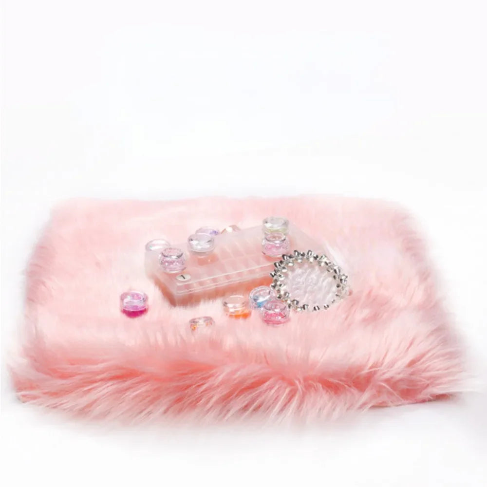 Nail Photo Background 15x15Inch White Purple Brown Pink Color Thick Soft Fur Nail Mat