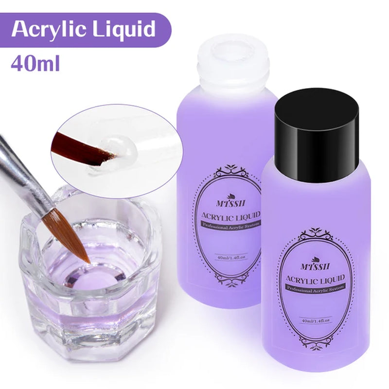 10G Crystal Acrylic Powder and Acrylic Liquid Monomer Clear White Pink Glitter Acrylic for Nails Nail Art Nail Supplies