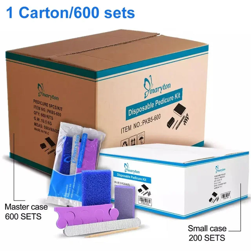 600 Sets/Carton Disposable 5Pcs Disposal Pedicura Kit for Professional Nail Salon Tools Cuticle Wood Stick