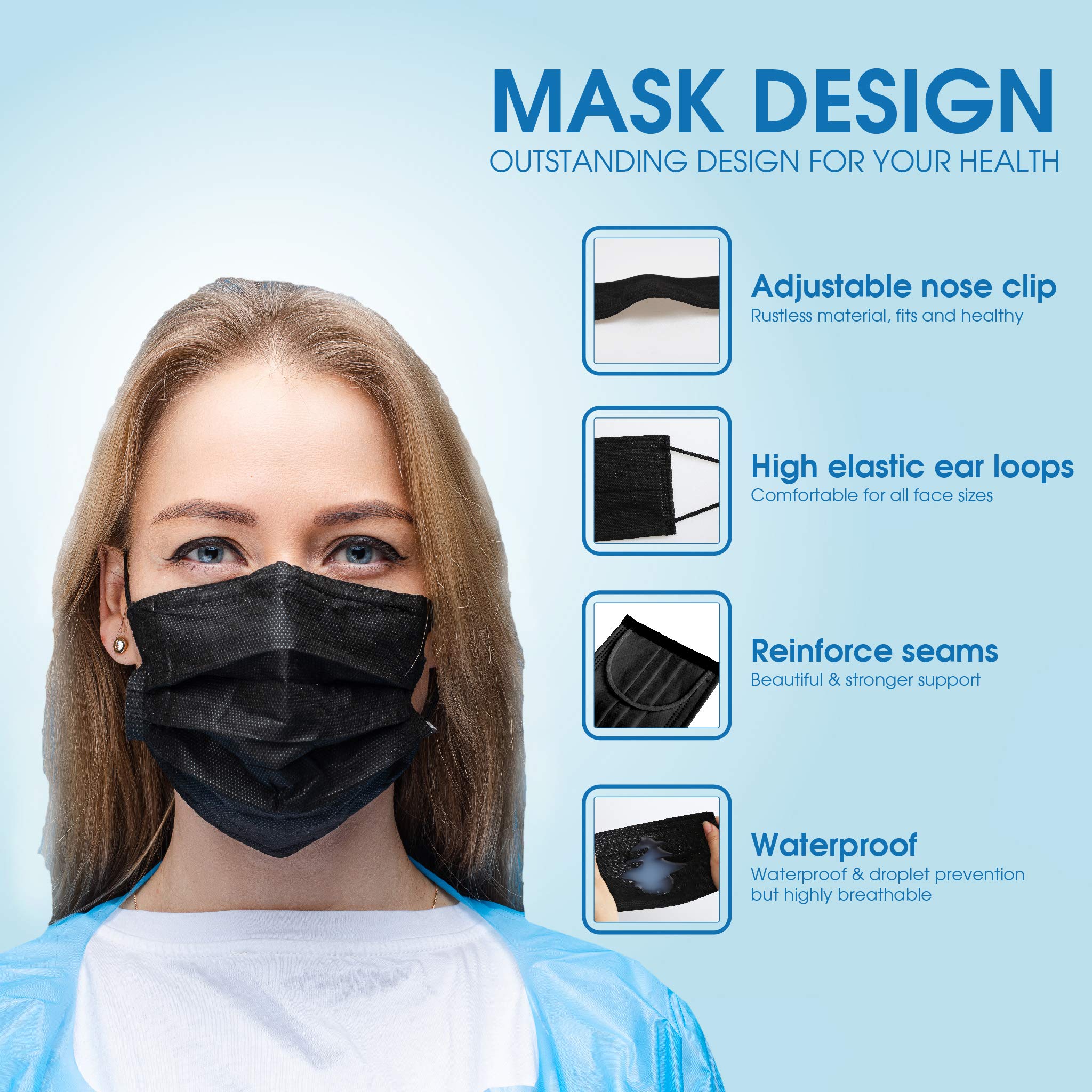 Kenko - 4 Layers Face Masks 50pcs (Blue/ Black)