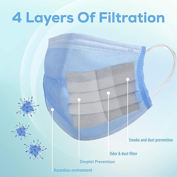 Kenko - 4 Layers Face Masks 50pcs (Blue/ Black)