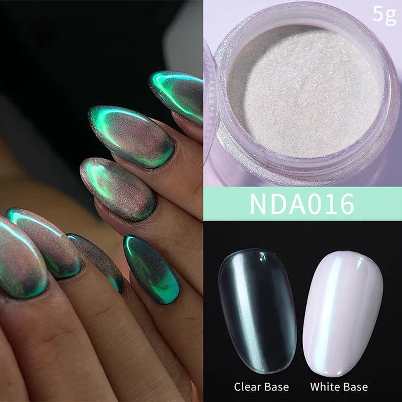 Moonlight Mirror Nail Powder Aurora Silver Glitter Metallic Effect UV Gel Polish Pigment Chrome Nail Decoration