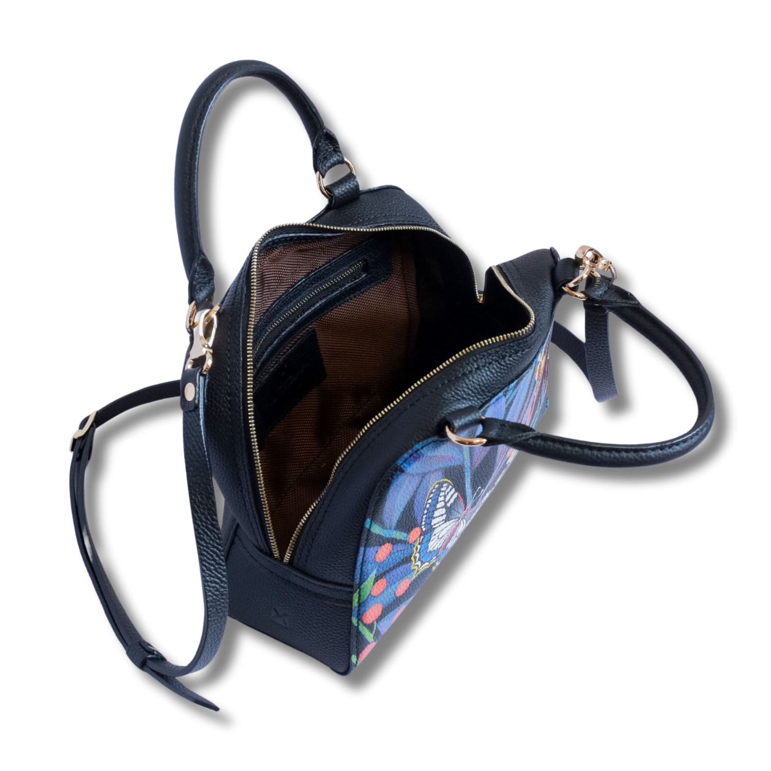 Bloom Medium Shoulder Bag Zipper Closure Custom Hand-Painted