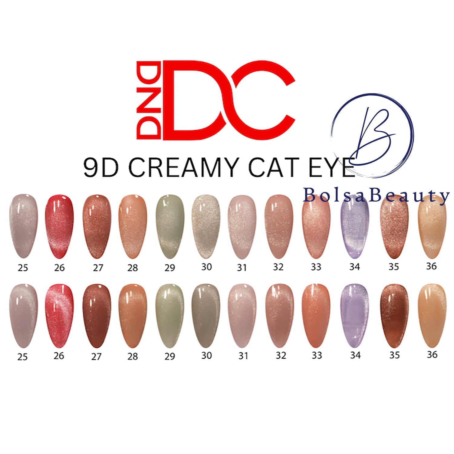 DND - DC 9D Cat Eye Creamy Full Set 12 Colors (#25 - #36) - NEW 2024