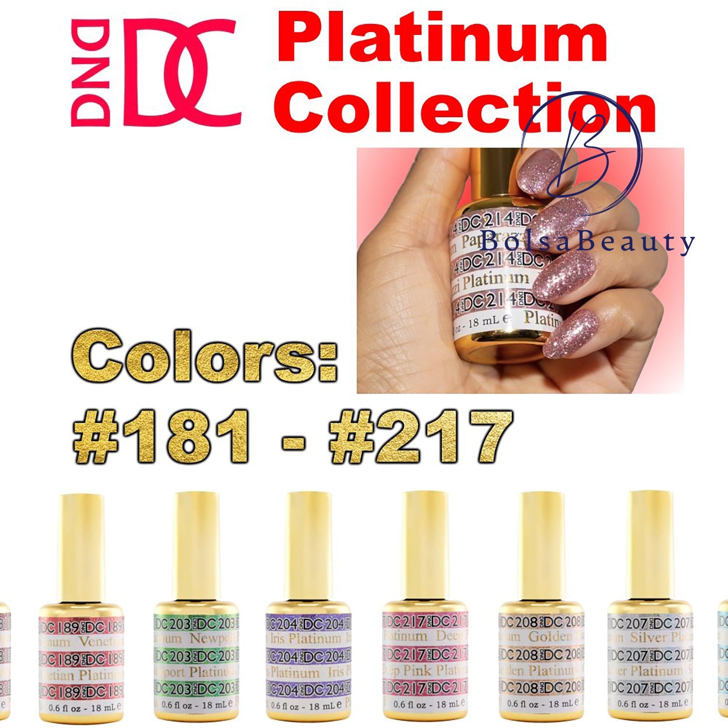 DND - DC Platinum Glitter Full Set 36 Colors (#181 - #217)