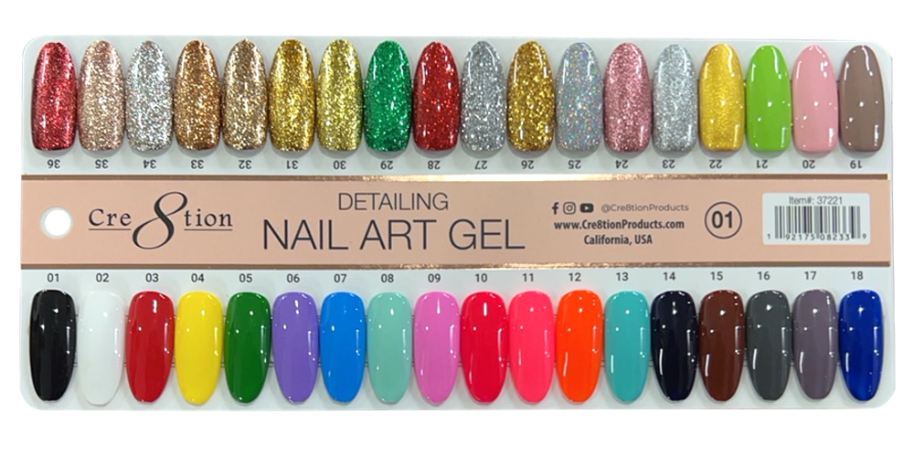 Cre8tion - Detail Nail Art Gel - Full Set 93 Colors (#01 - #93)
